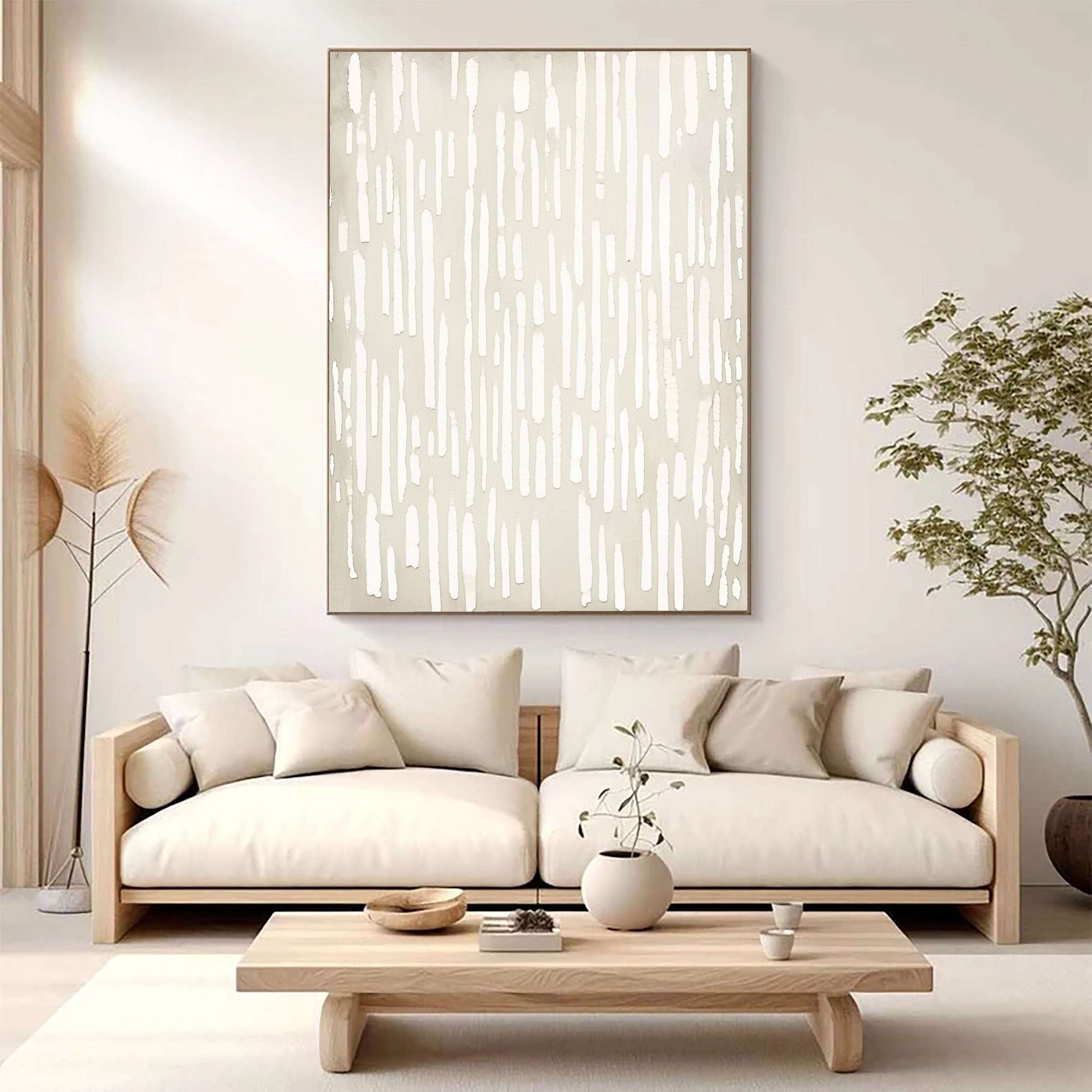 Textured Linear Grace | Ivory Stroke