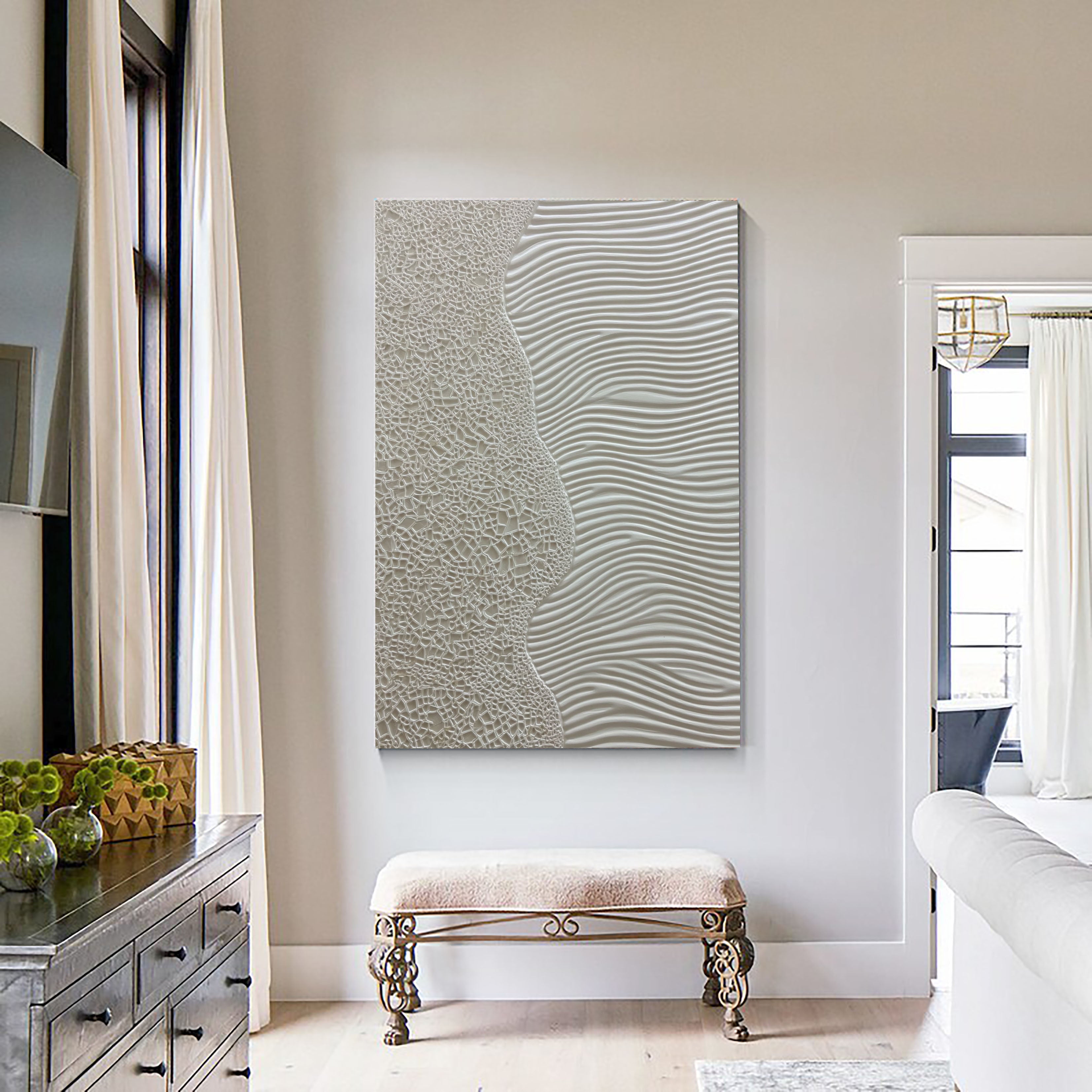 Textured Mesh Ripples | Ivory Hues