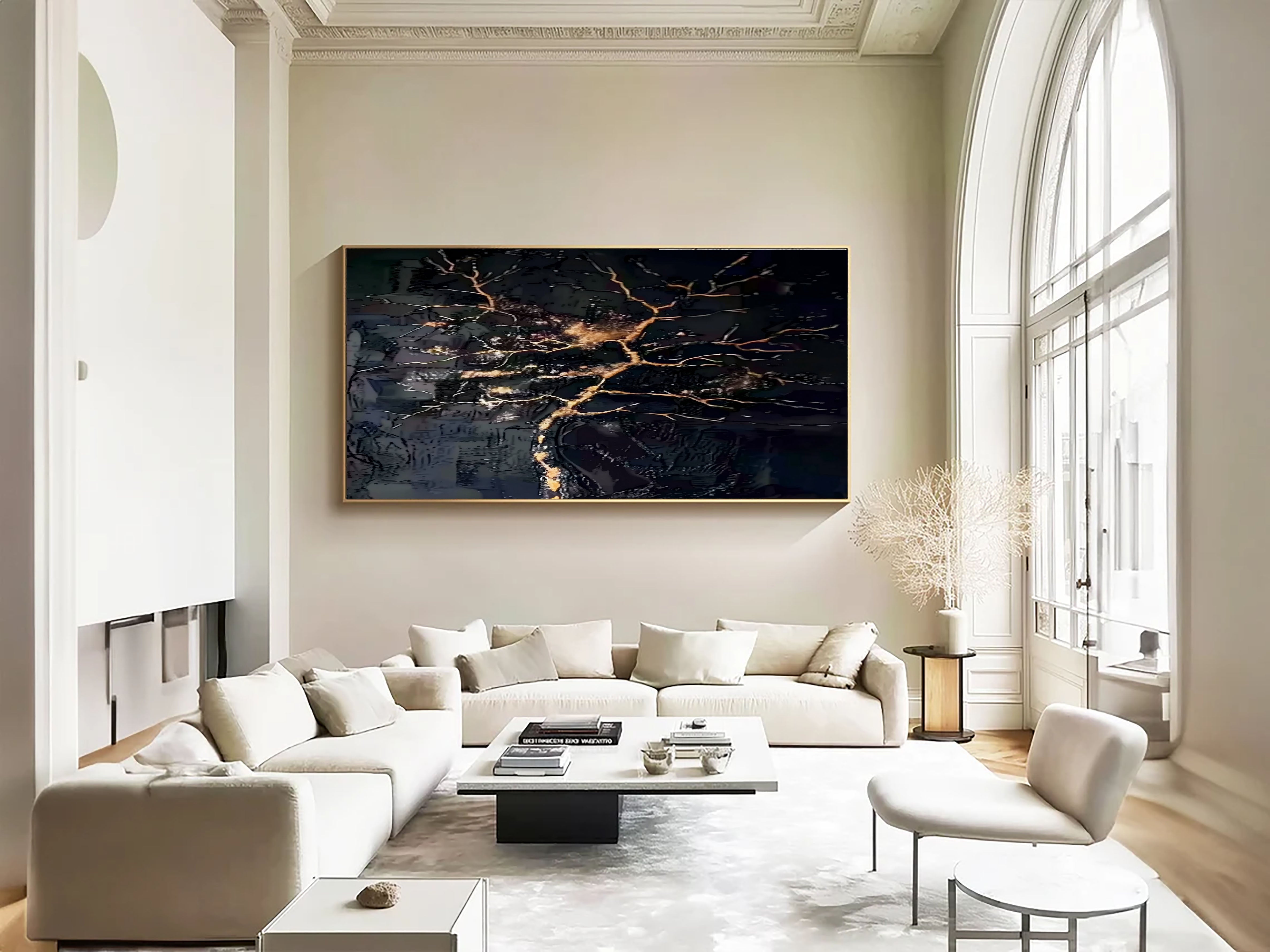 Strukturierte vergoldete Fraktur | Ebenholzglanz