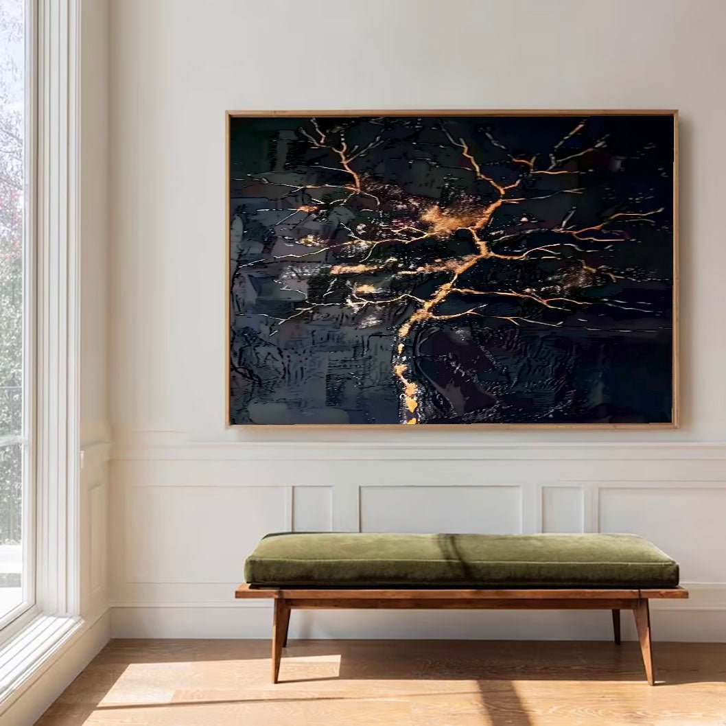 Textured Gilded Fracture | Ebony Glow