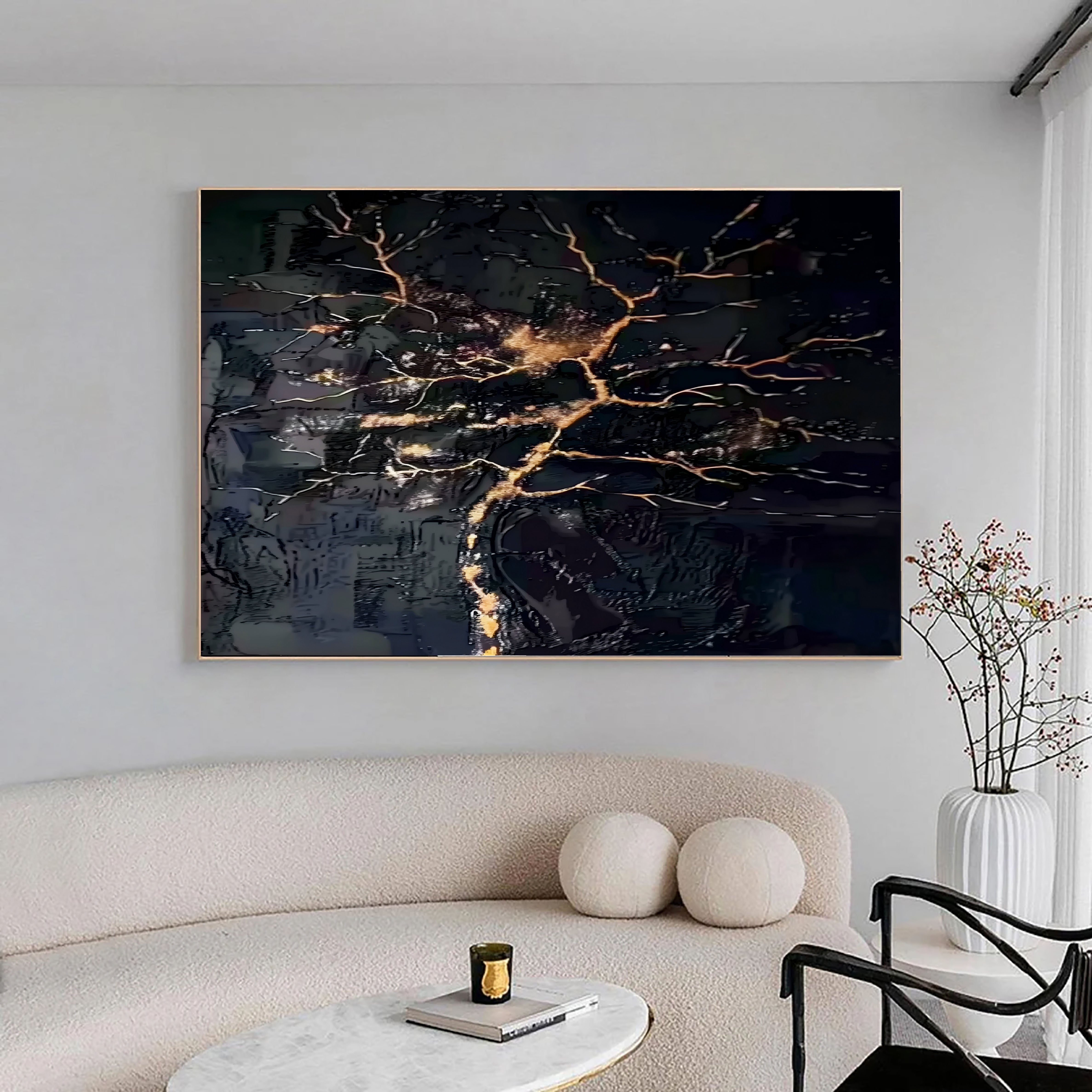 Textured Gilded Fracture | Ebony Glow