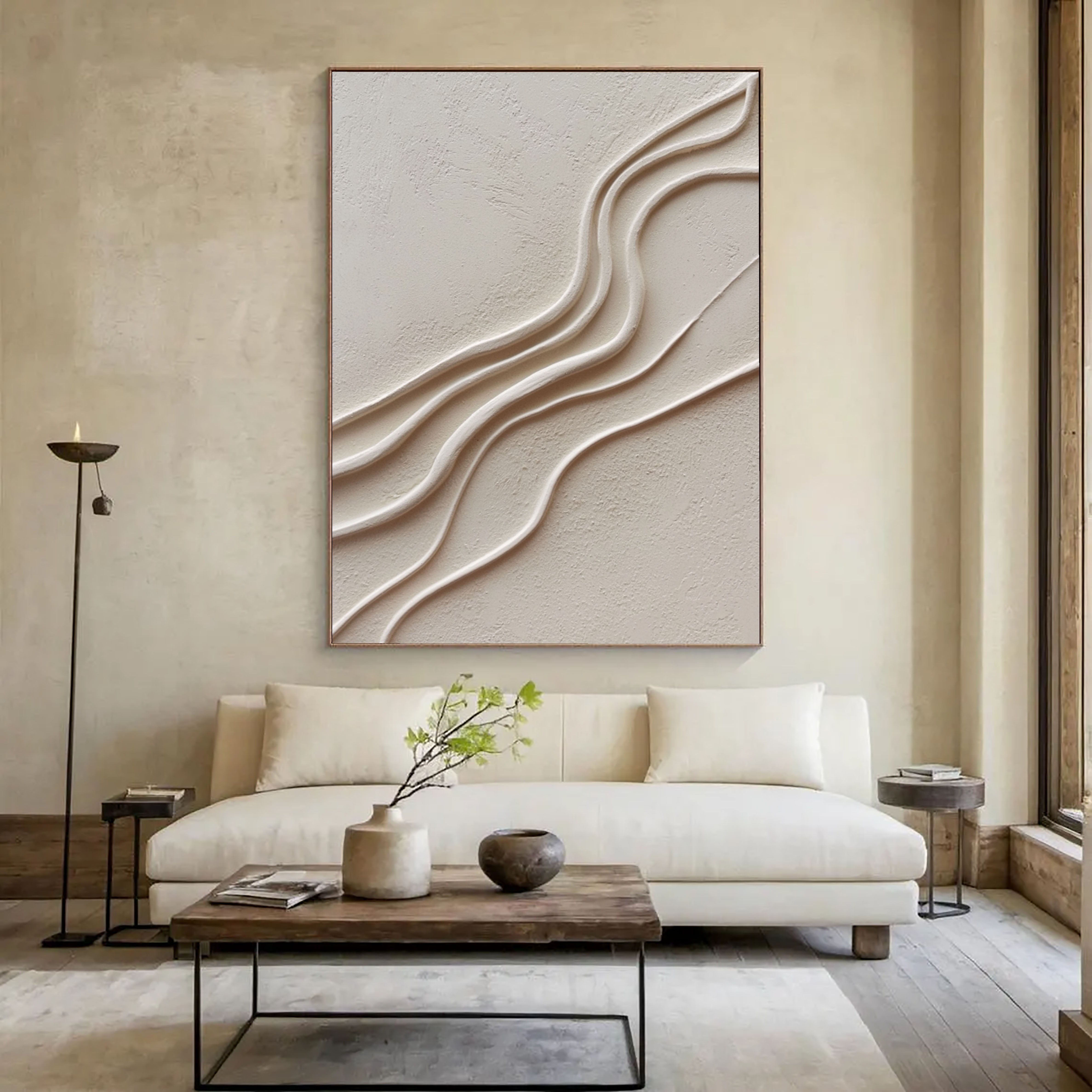 Sculptural Wave Texture | Cream White