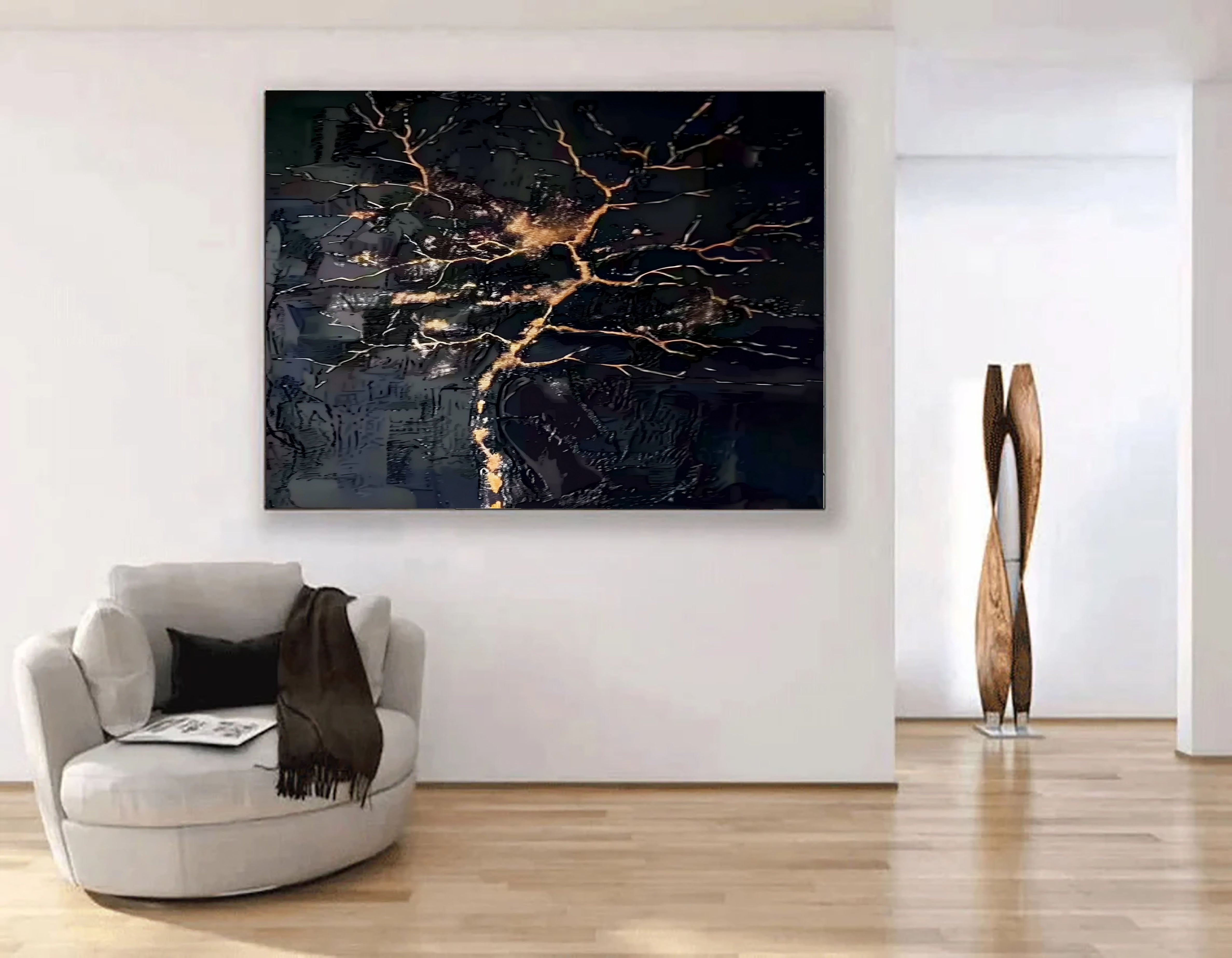 Textured Gilded Fracture | Ebony Glow