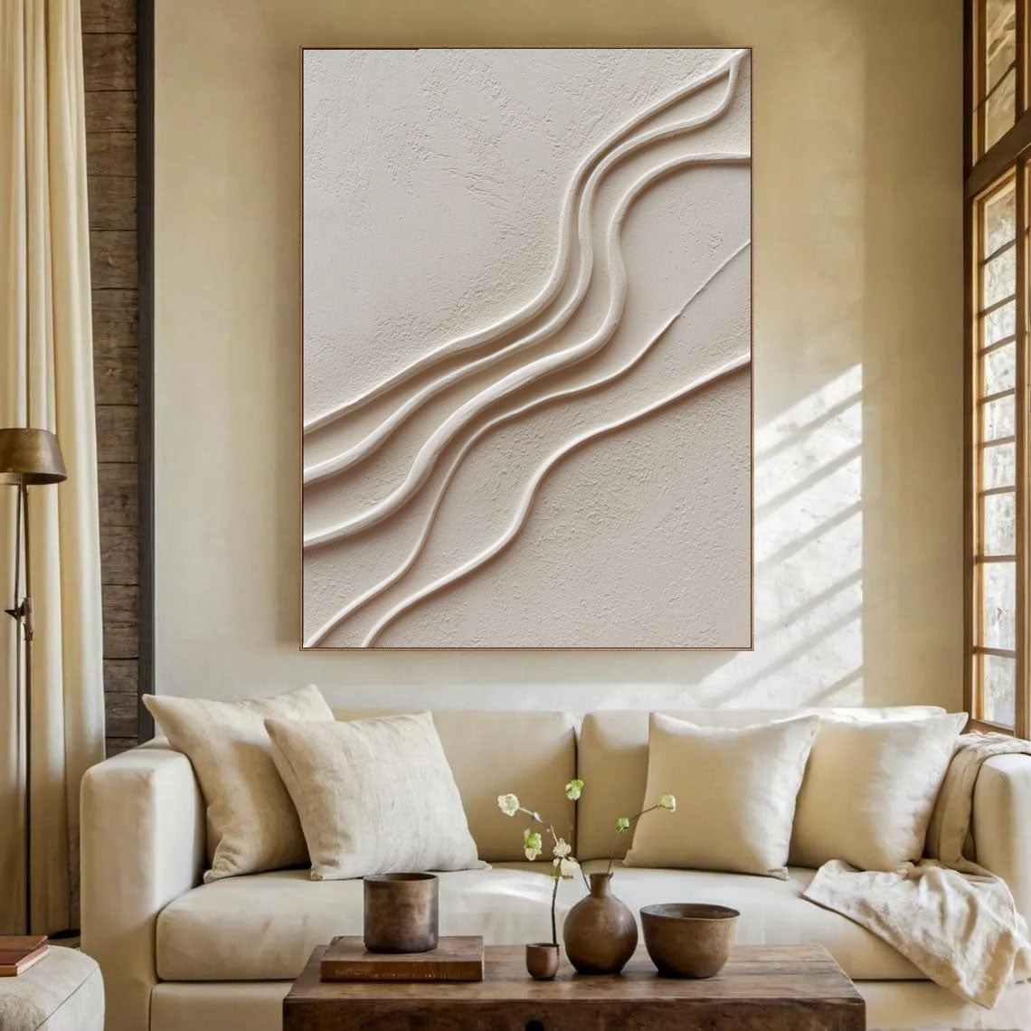 Sculptural Wave Texture | Cream White