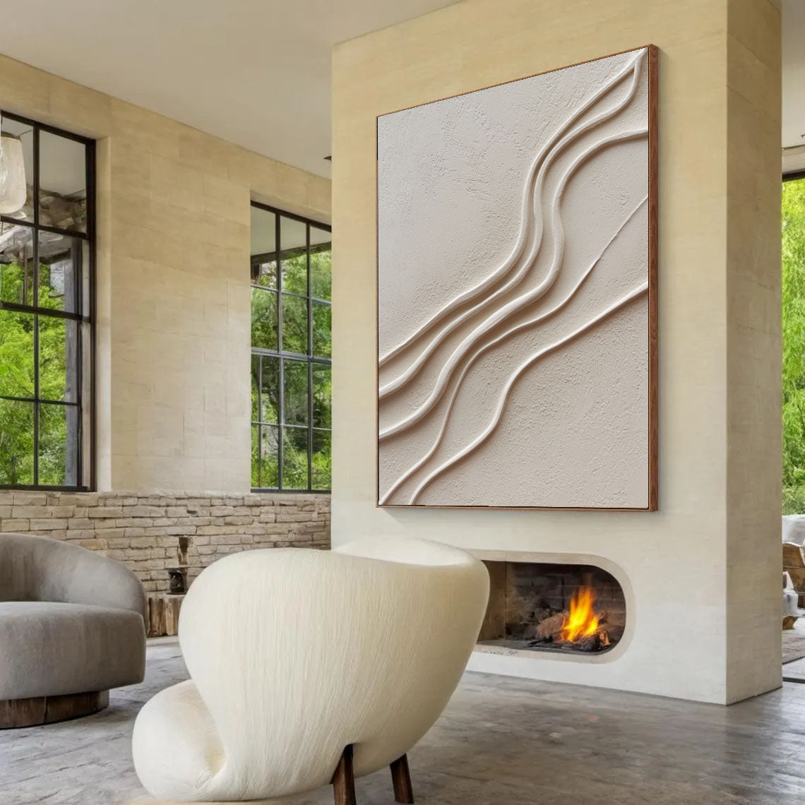 Sculptural Wave Texture | Cream White
