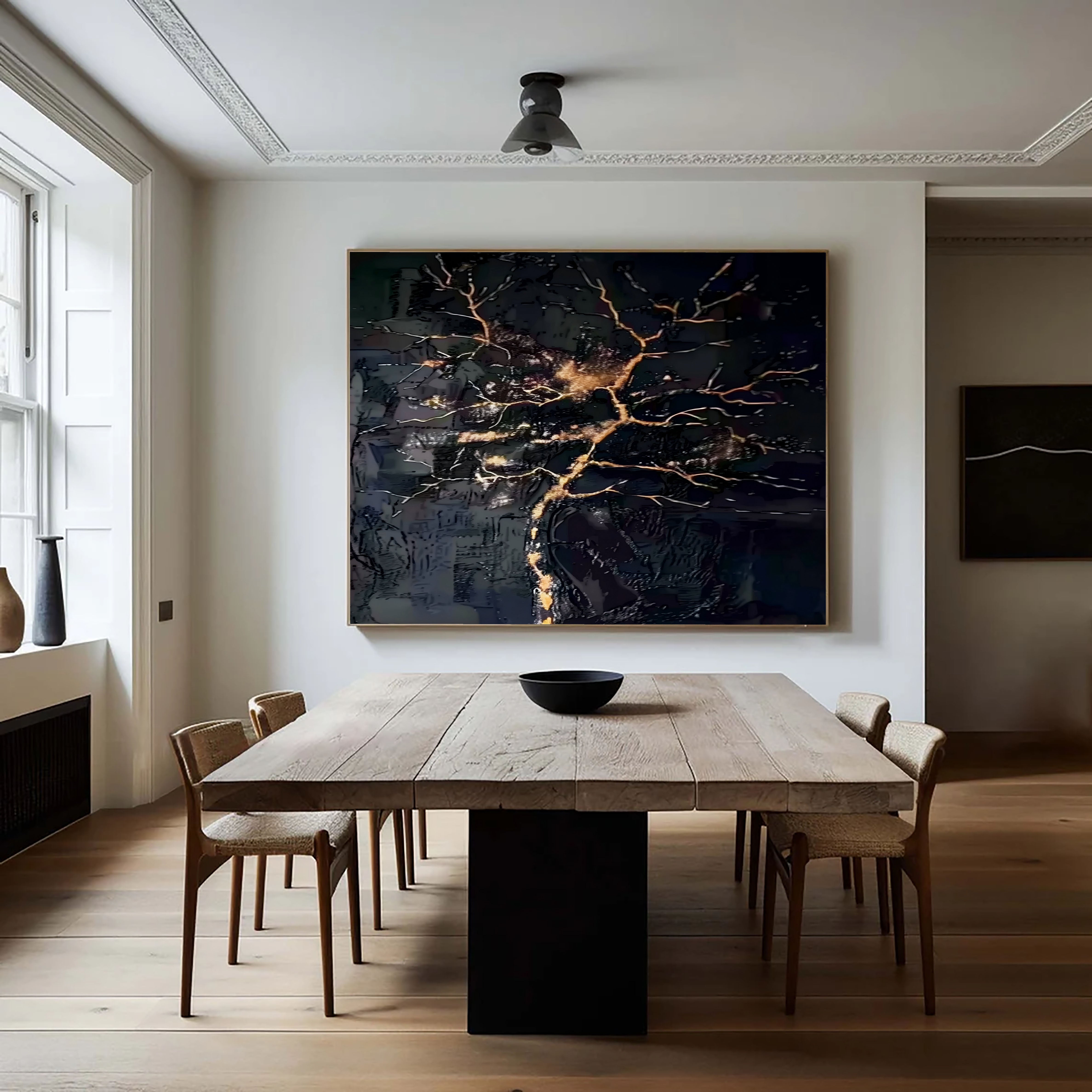 Textured Gilded Fracture | Ebony Glow