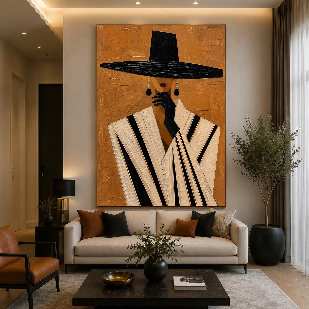 Contemporary Luxe Art | Hat & Striped Poise