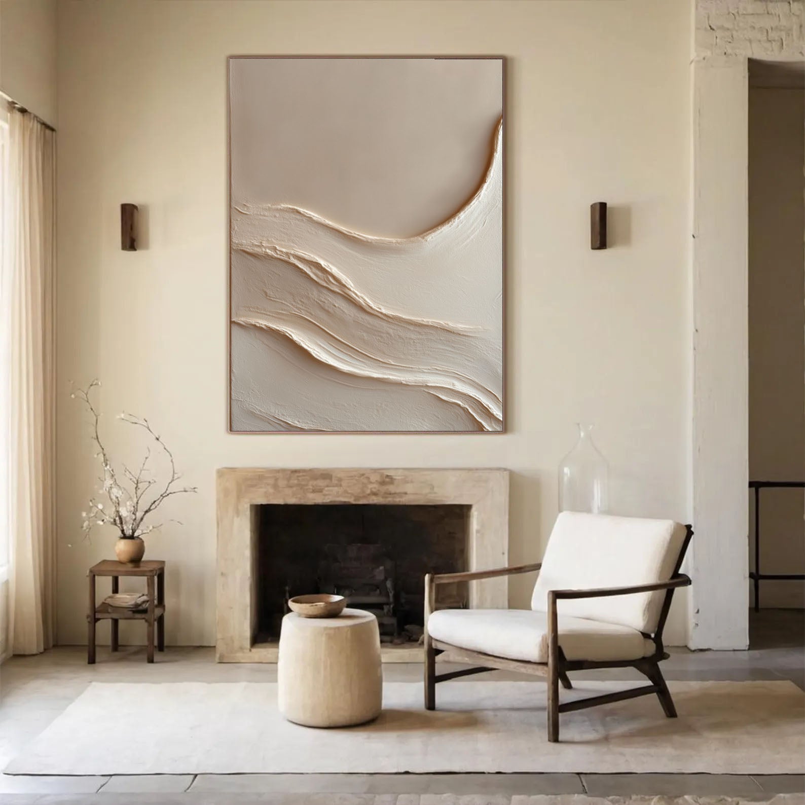 Soft Beige Relief | Wavy Texture