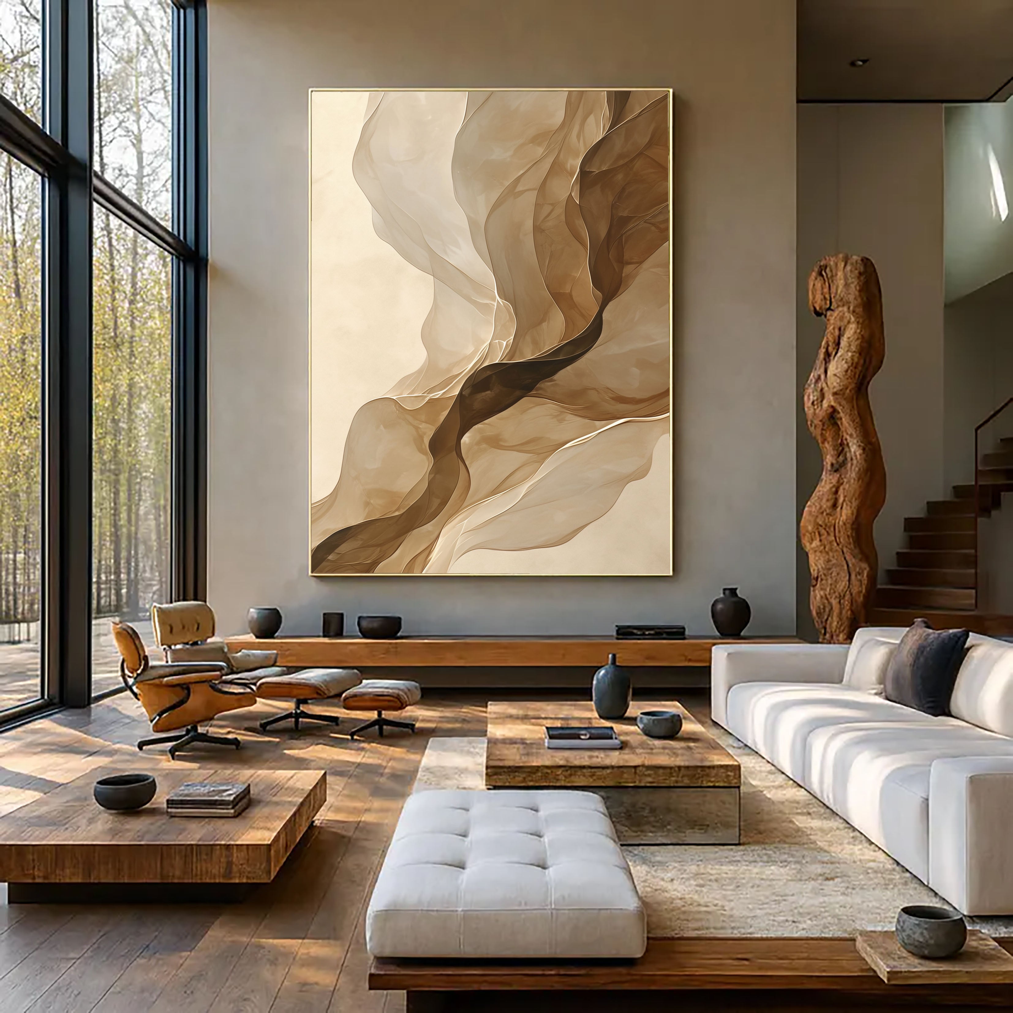 Flowing Silk Elegance | Beige Whirl