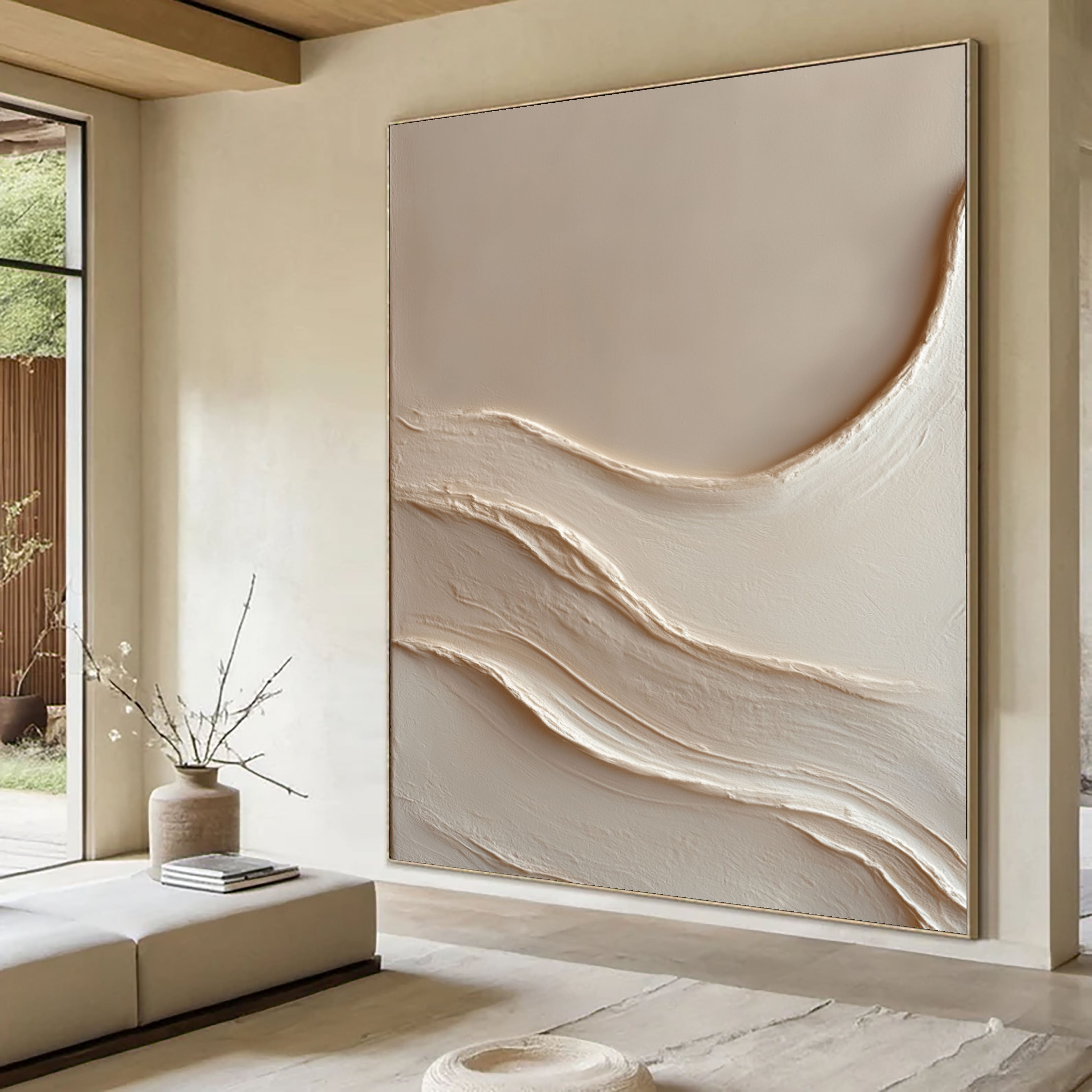Soft Beige Relief | Wavy Texture