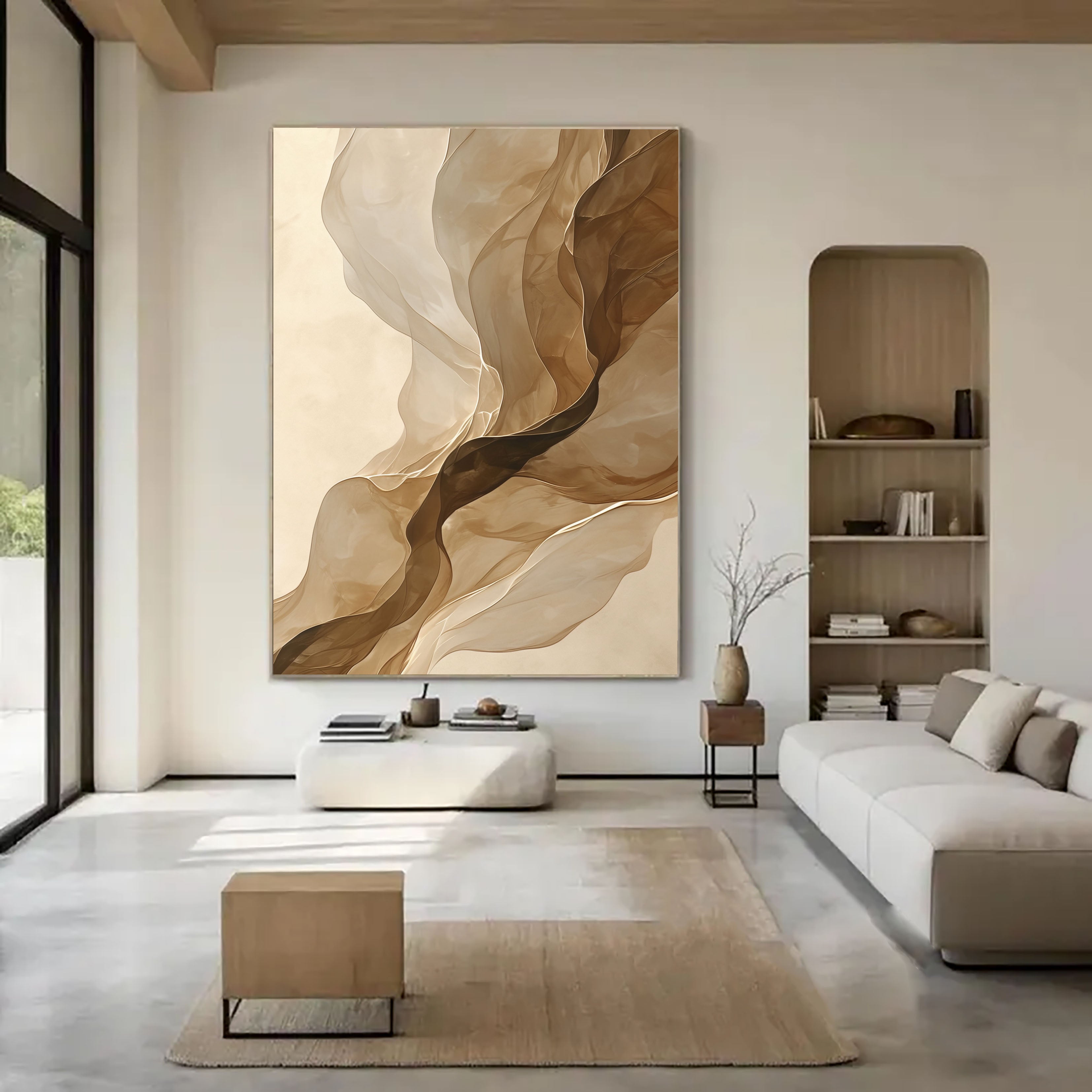 Flowing Silk Elegance | Beige Whirl