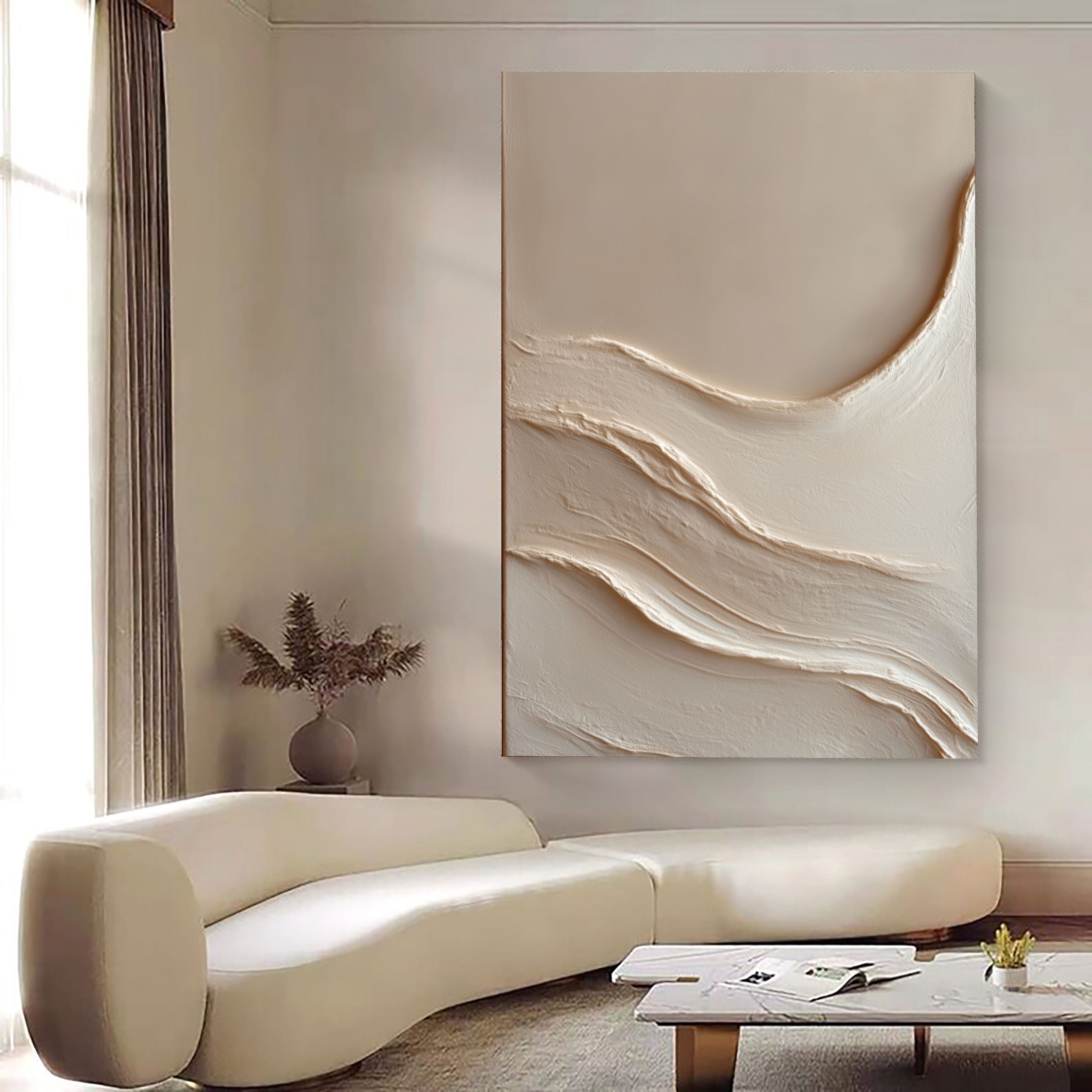 Soft Beige Relief | Wavy Texture