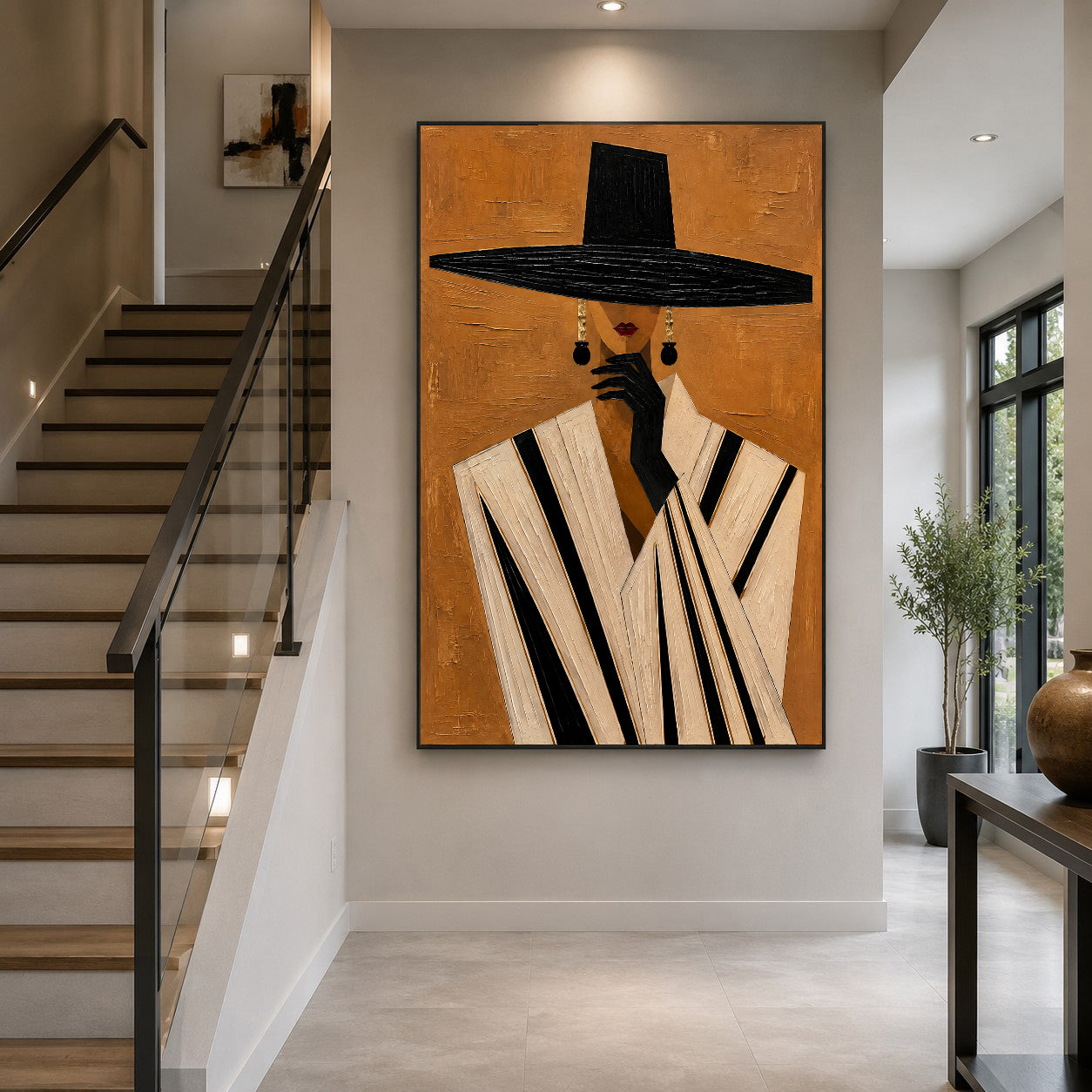 Contemporary Luxe Art | Hat & Striped Poise
