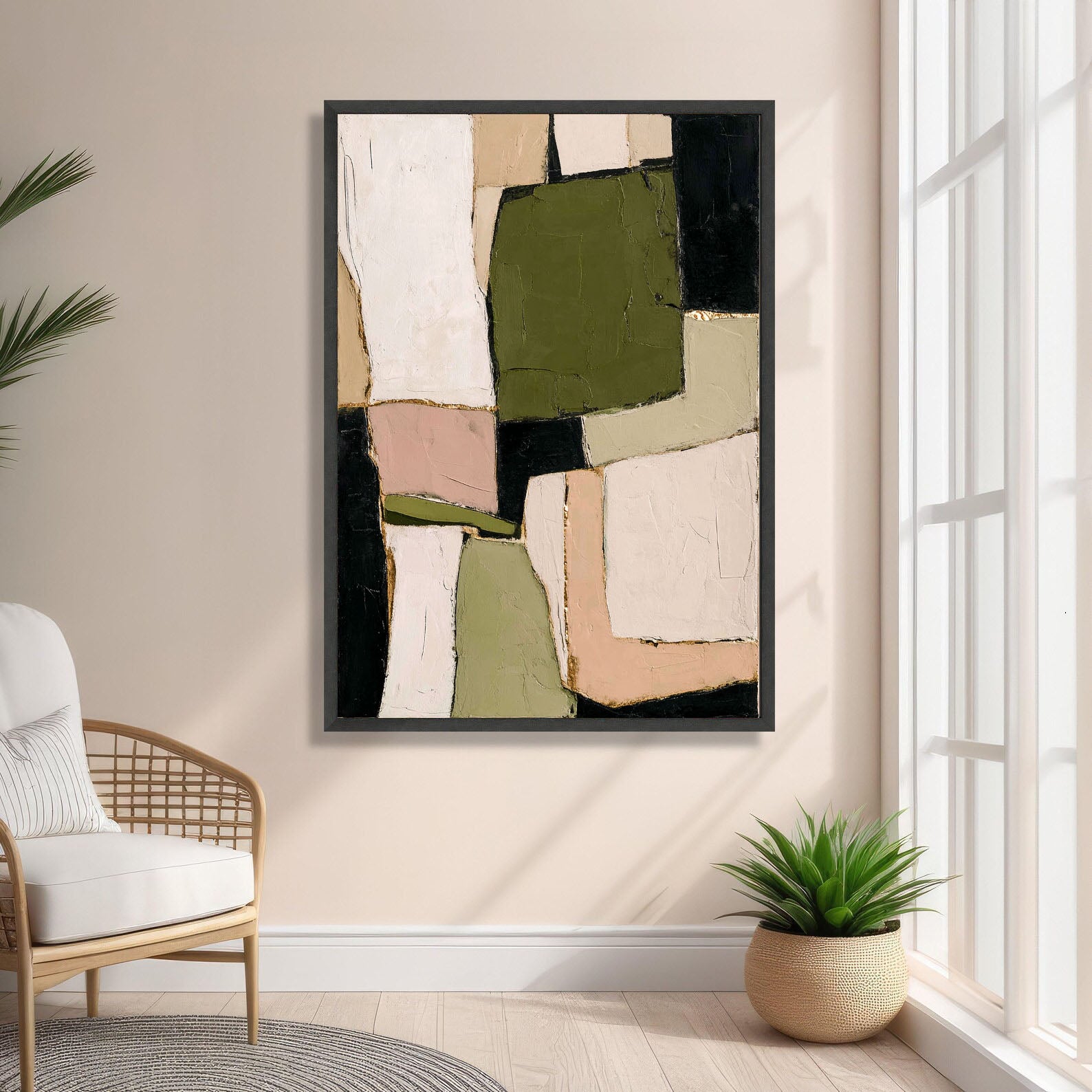 Textured Geometric Harmony | Olive Blush