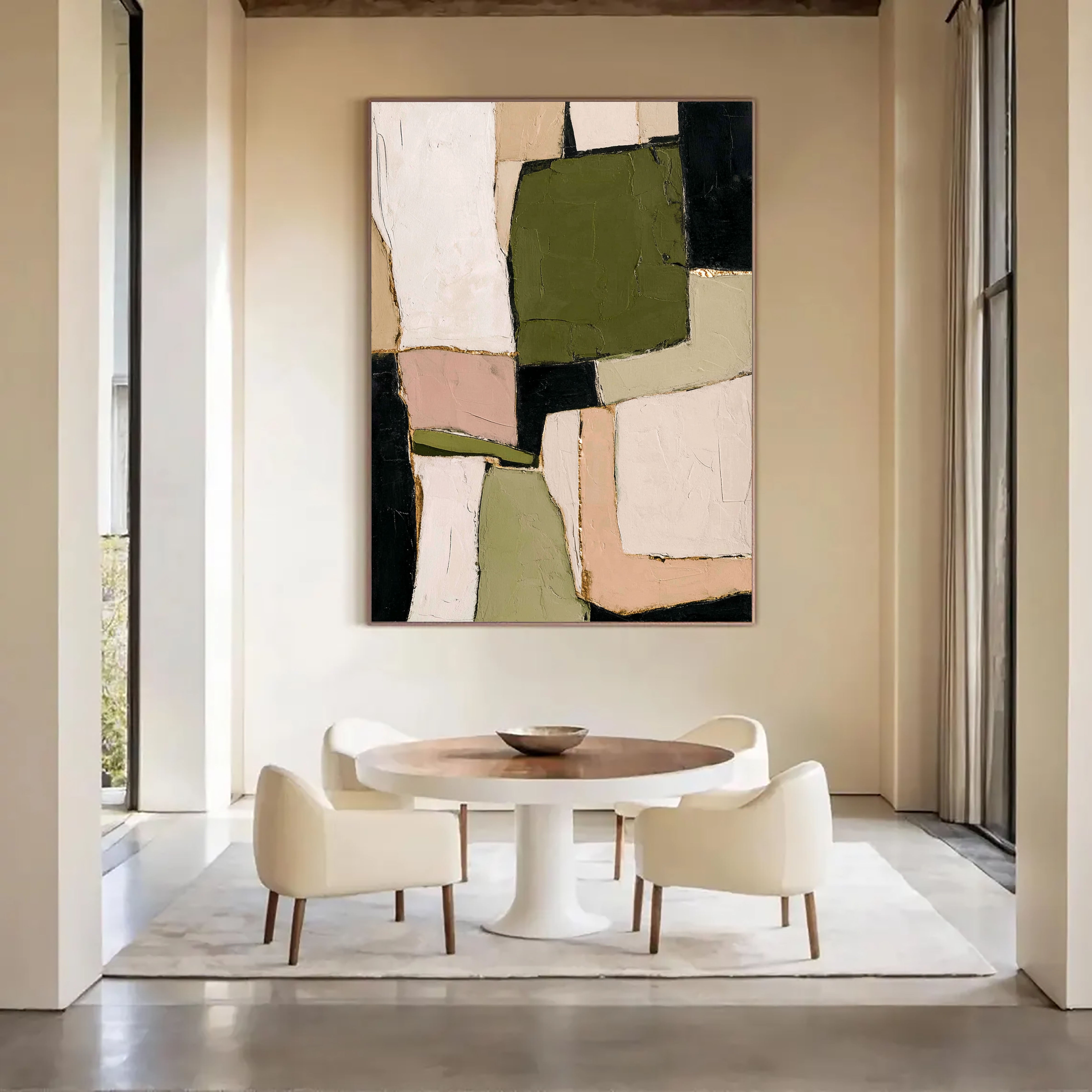 Textured Geometric Harmony | Olive Blush