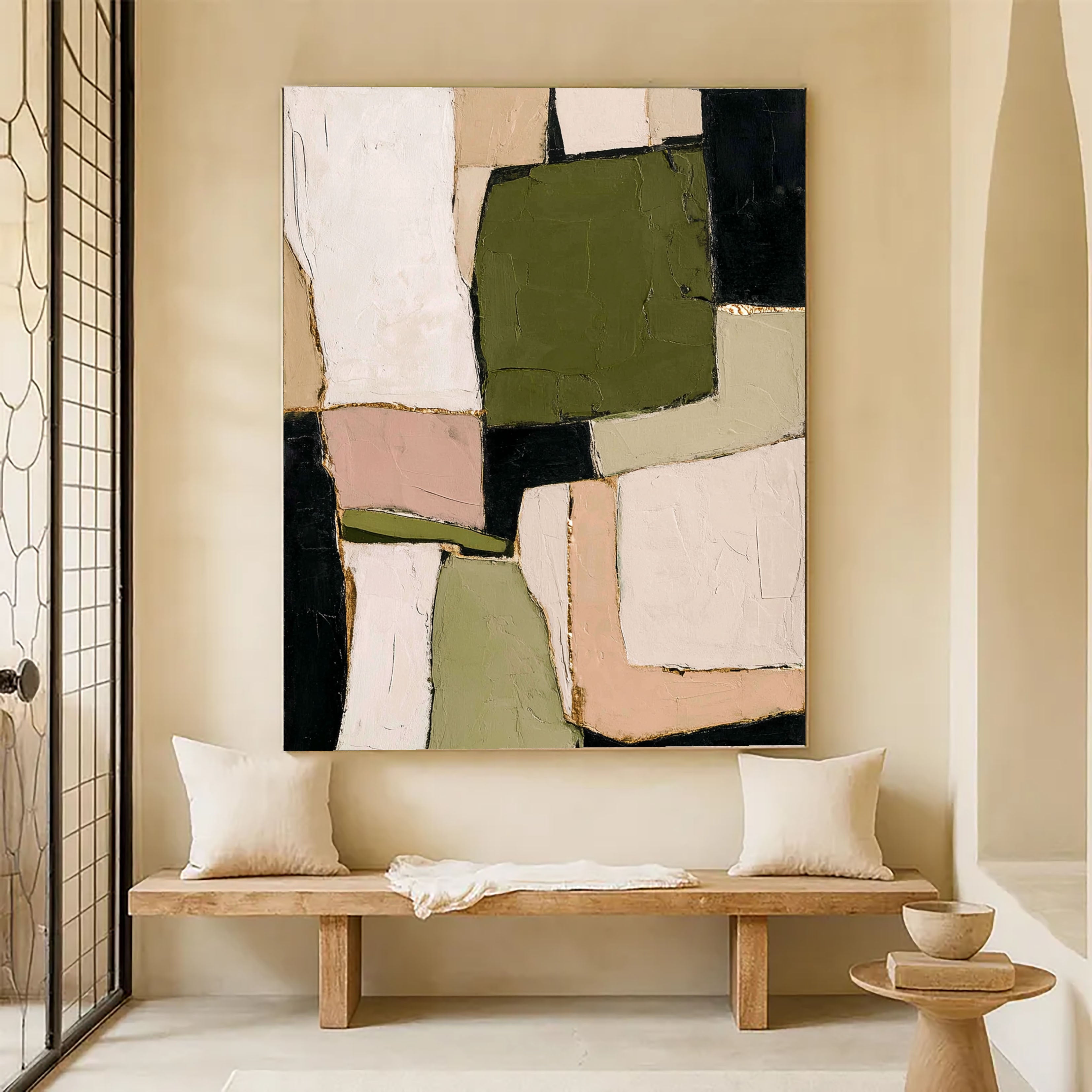 Textured Geometric Harmony | Olive Blush