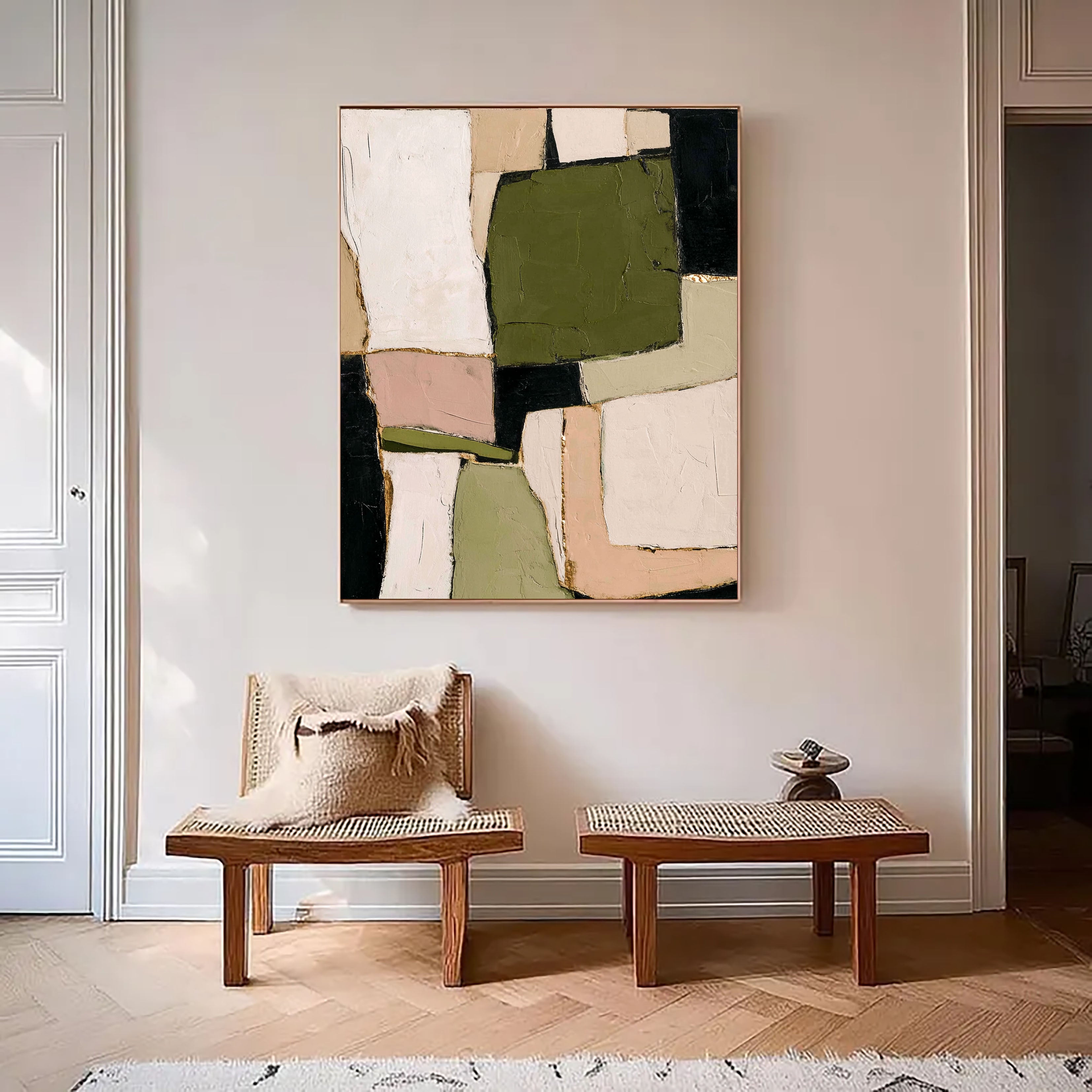 Textured Geometric Harmony | Olive Blush