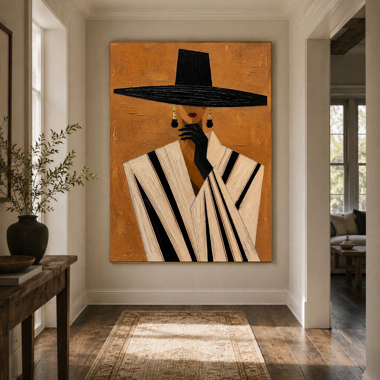 Contemporary Luxe Art | Hat & Striped Poise