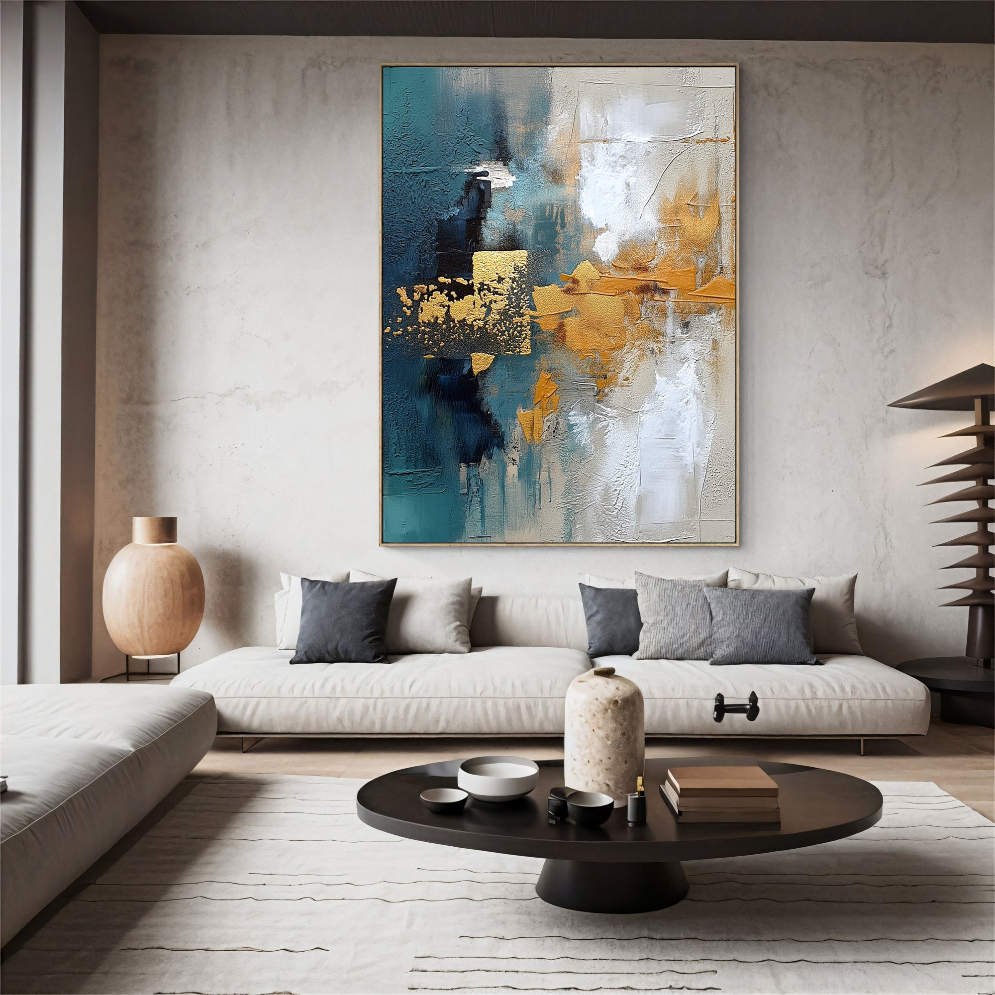 Textured Abstract Opulence | Blue Gold