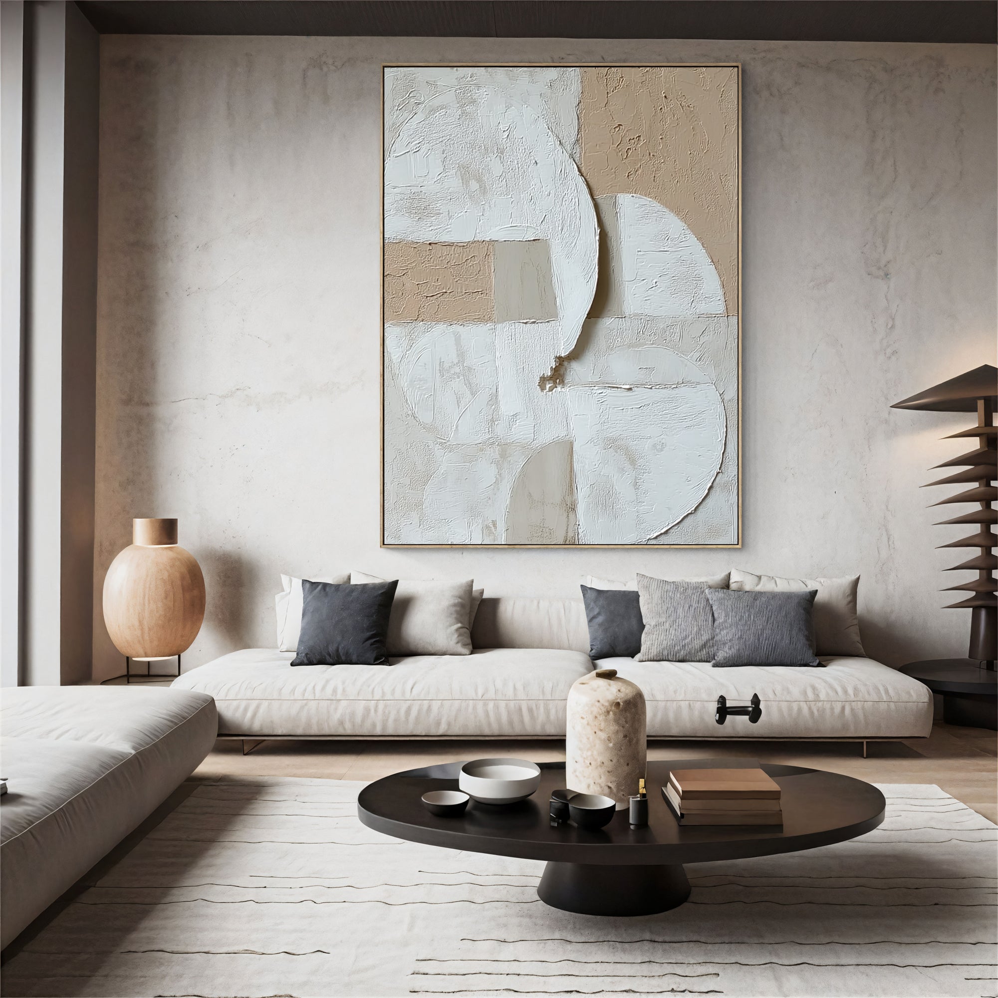 Textured Minimalist Opulence | Neutral Circle