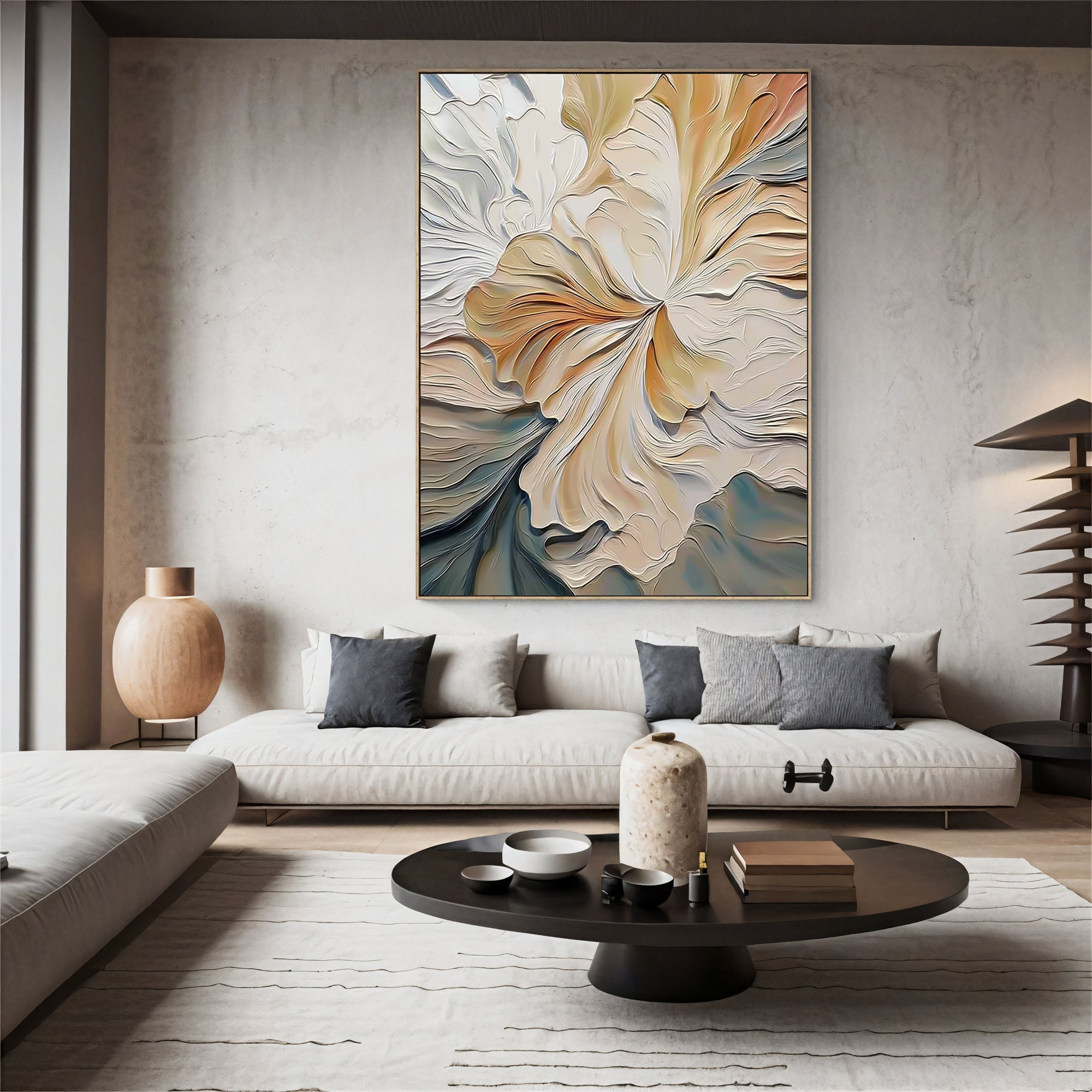 Textured Floral Luminance | Cream Petals