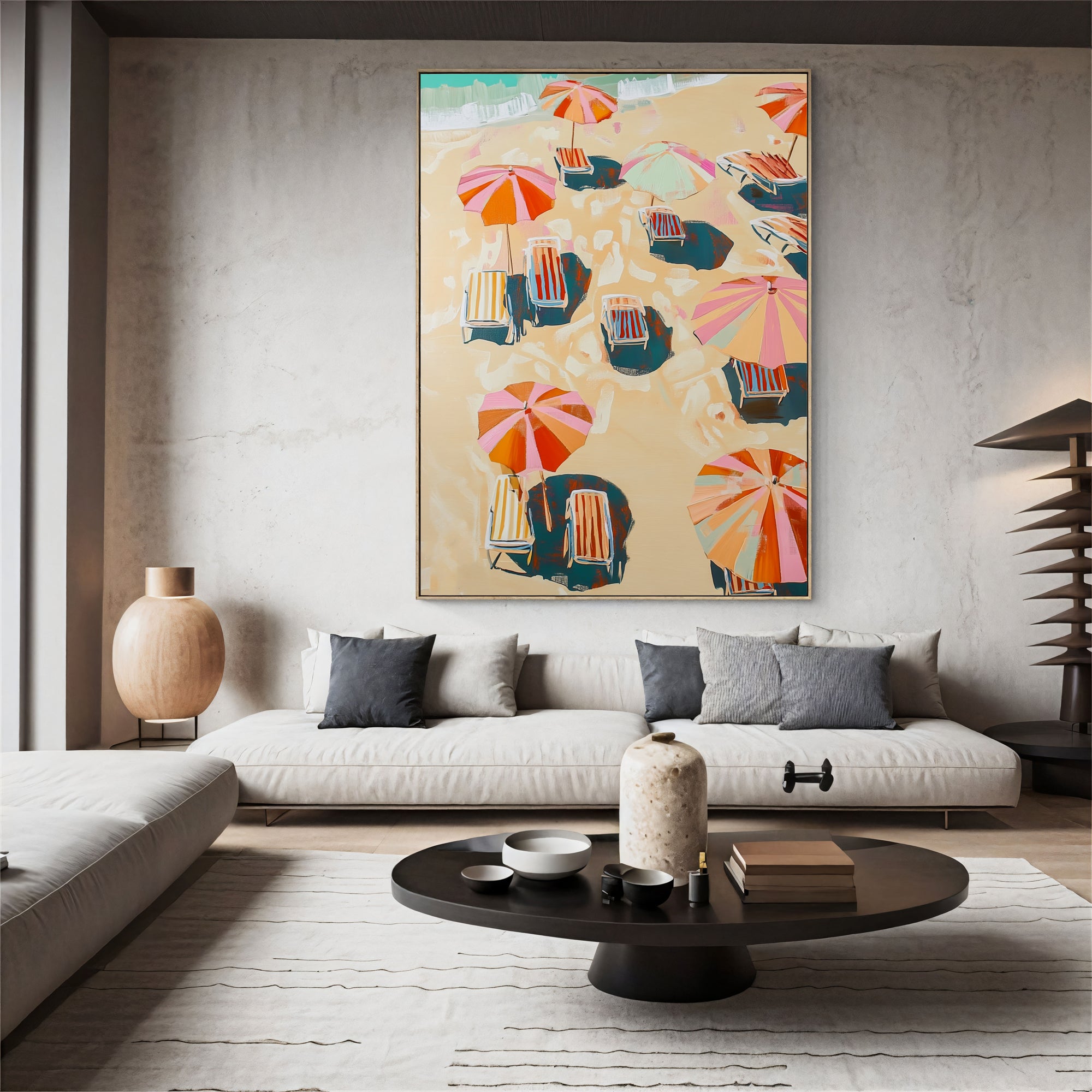 Textured Coastal Cheer | Vibrant Umbrellas