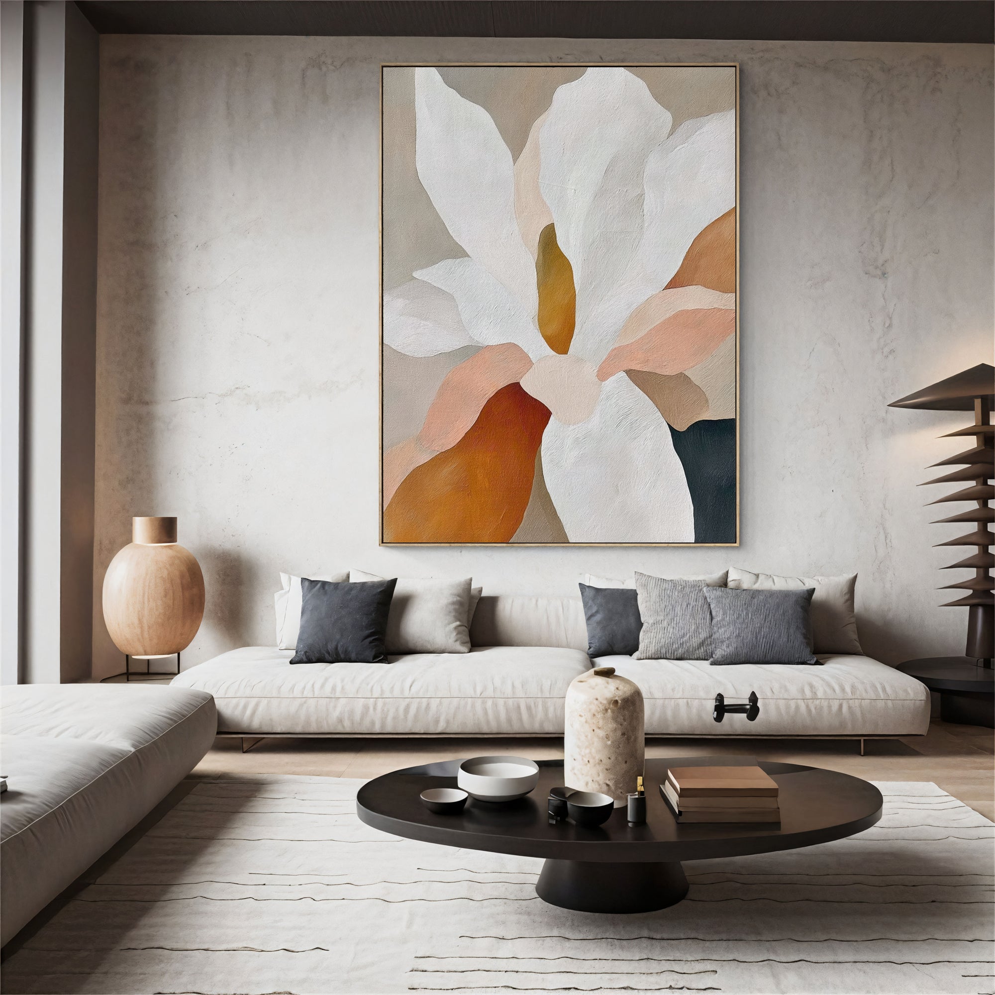 Textured Floral Elegance | Cream Petals