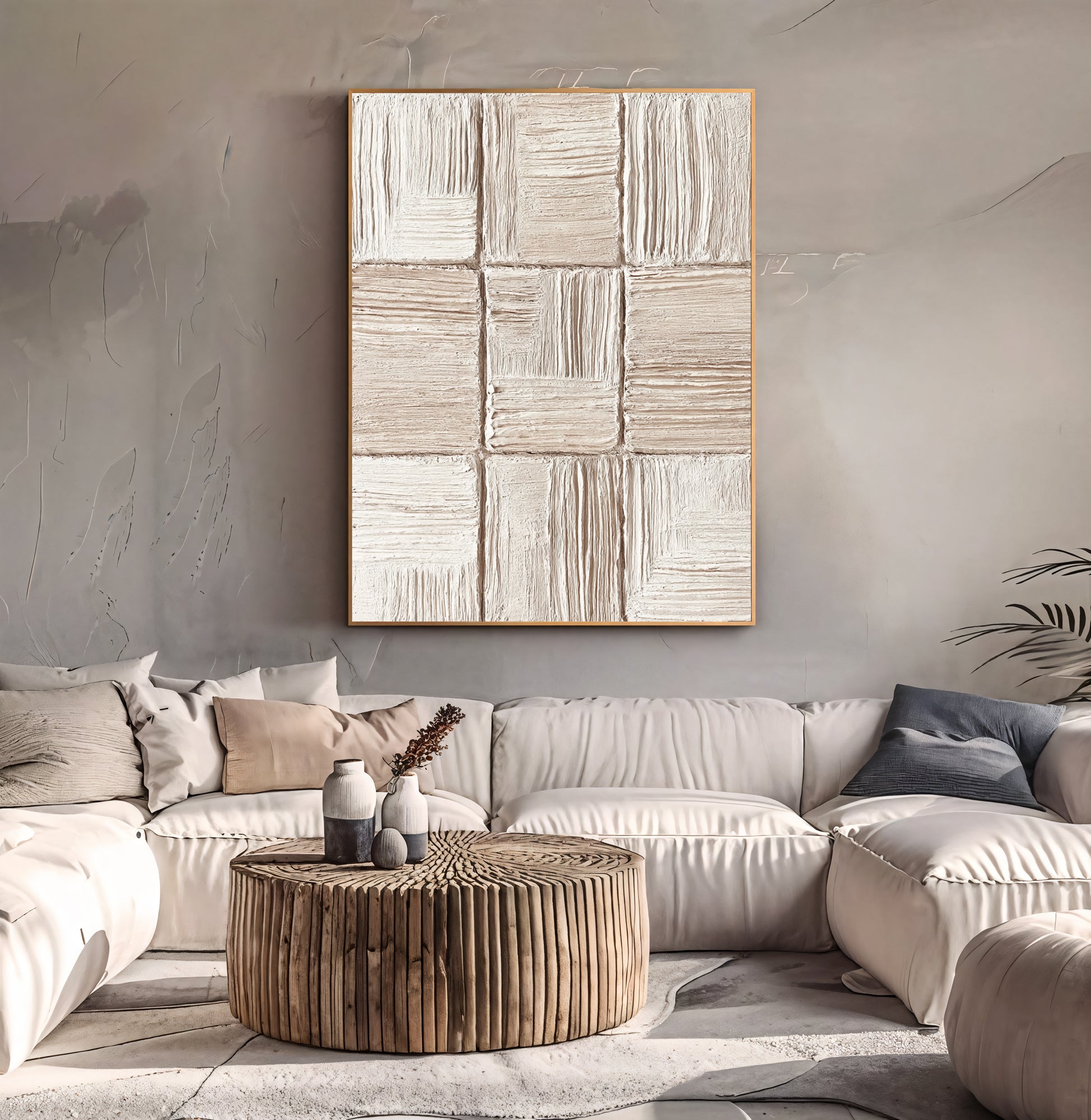 Textured Neutral Opulence | Cream Grid