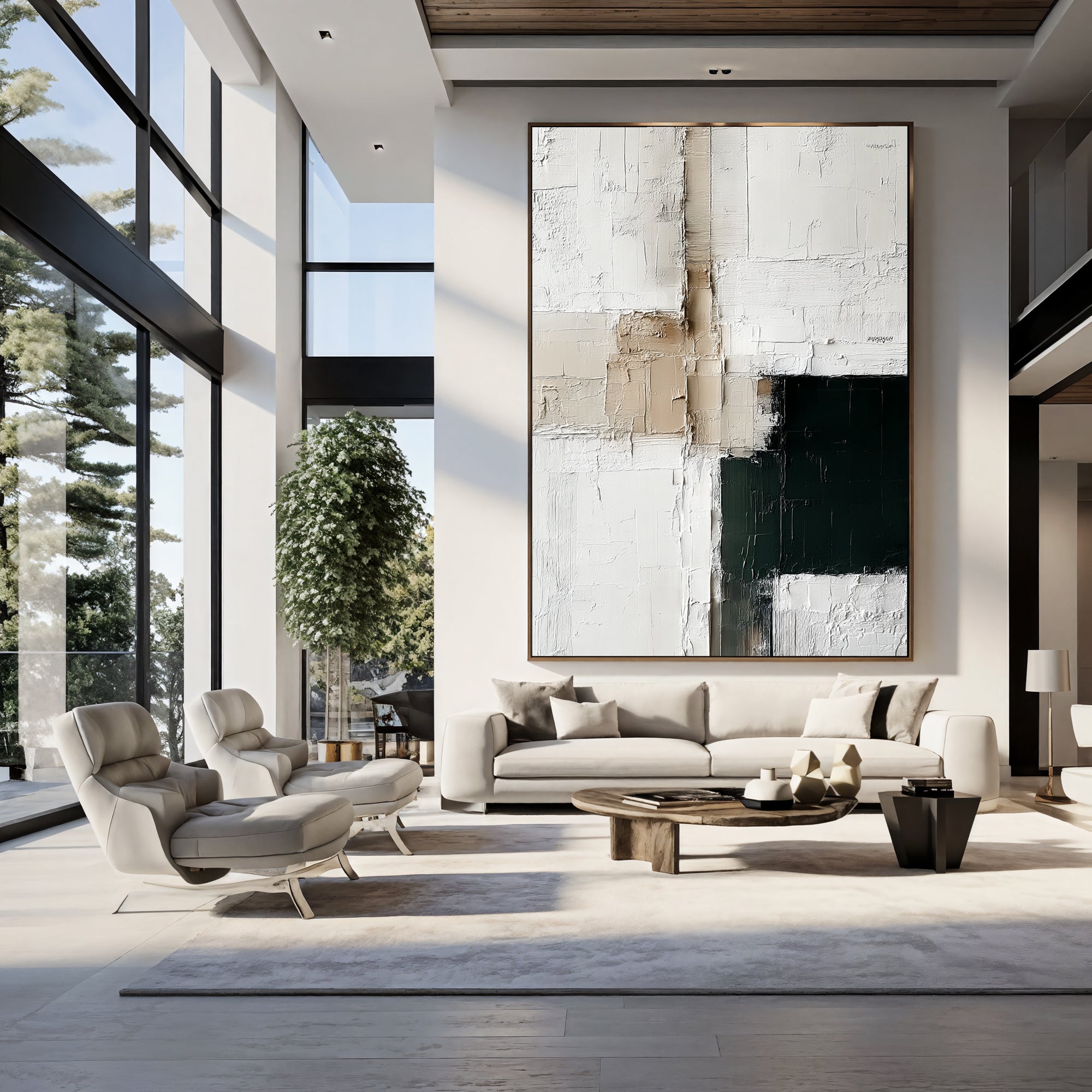 Textured Abstract Sophistication | Beige Green