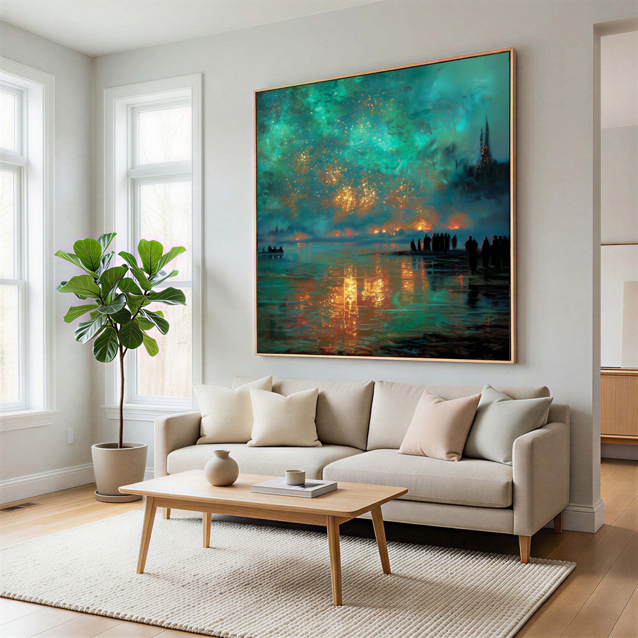 Celestial Harbor Glow | Aqua Dusk