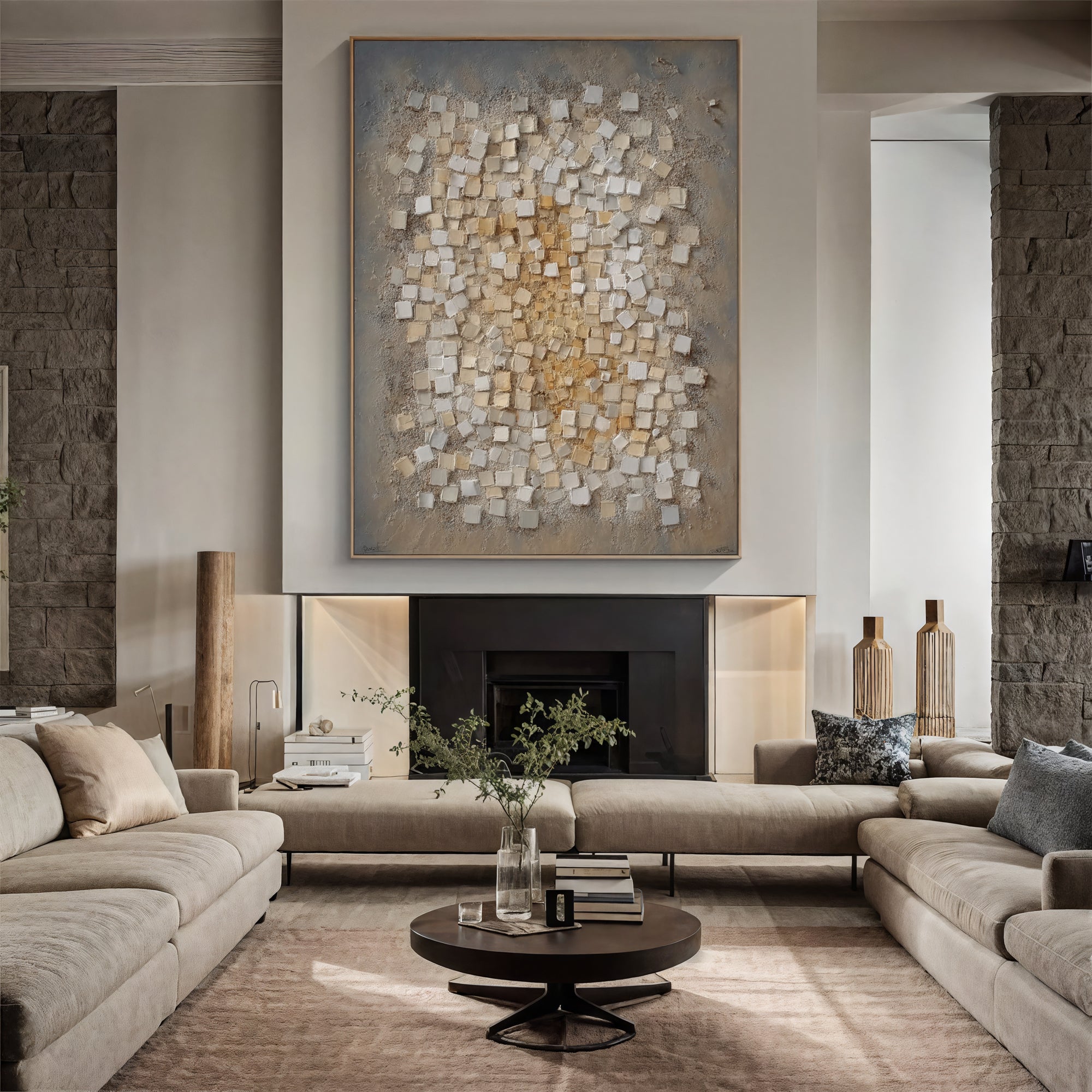 Textured Cubic Elegance | Grey Gold