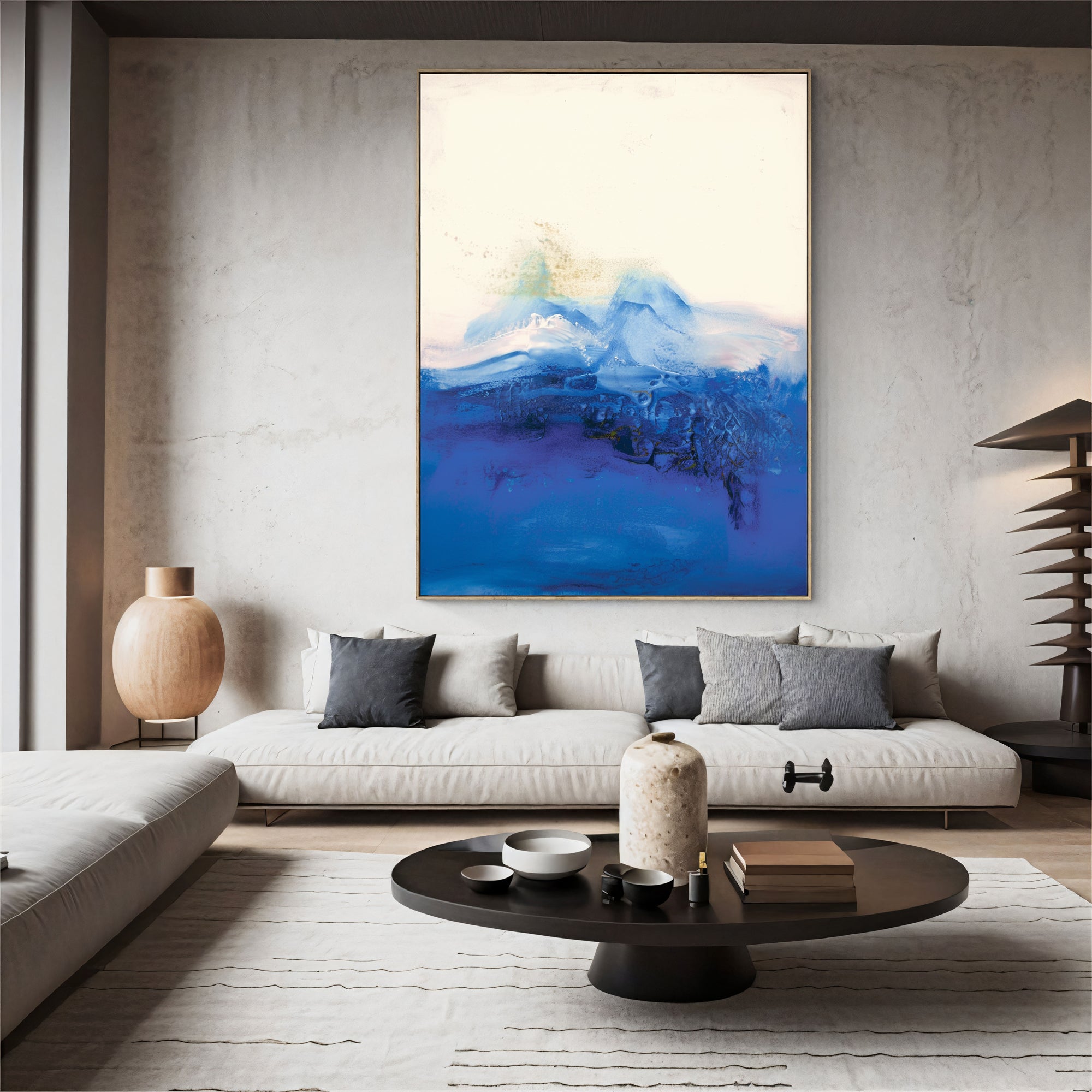 Textured Azure Opulence | Blue White