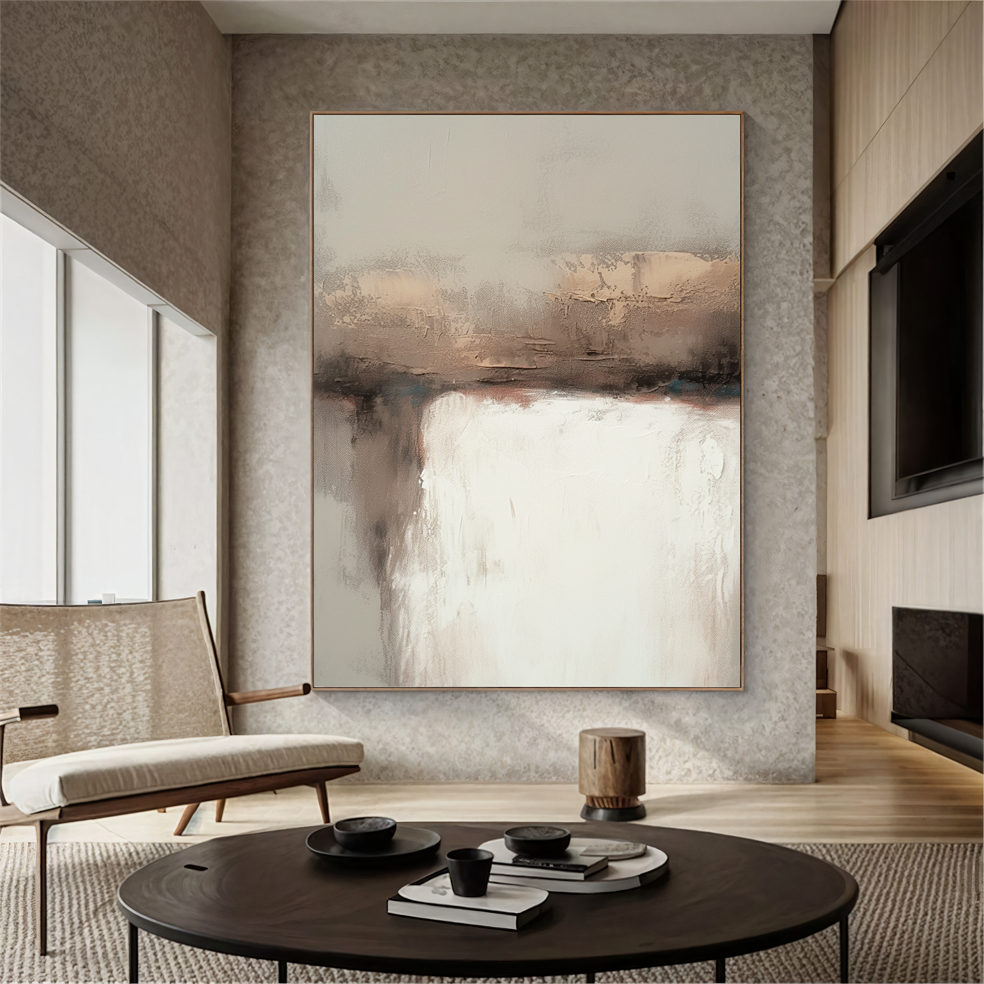 Textured Abstract Serenity | Beige White