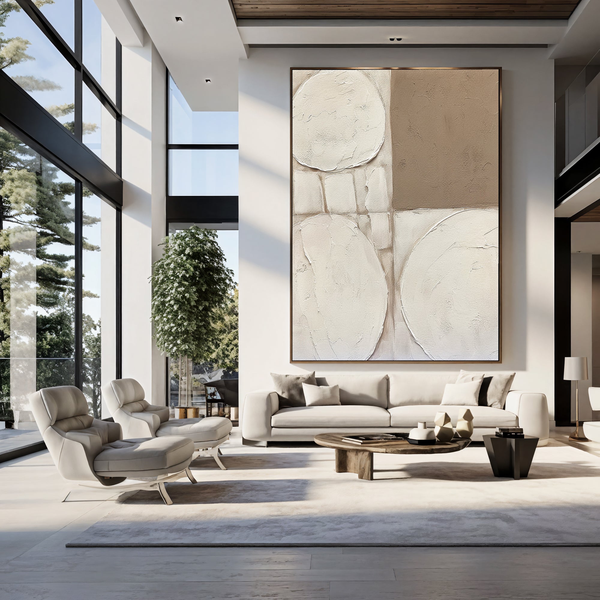 Textured Geometric Serenity | Beige Tones