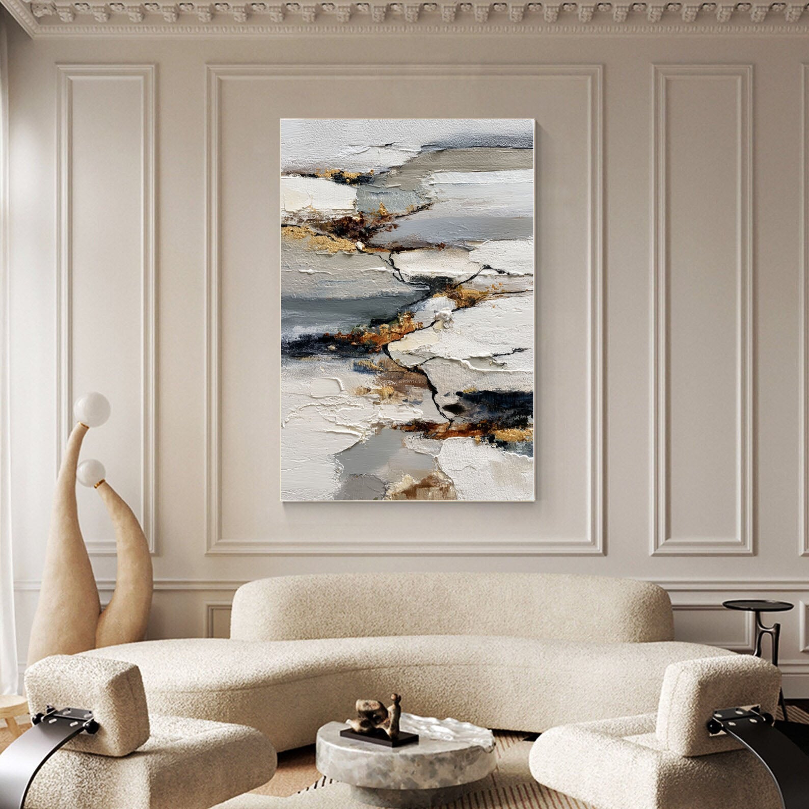 Textured Gold Accent Art | Elegant Depth