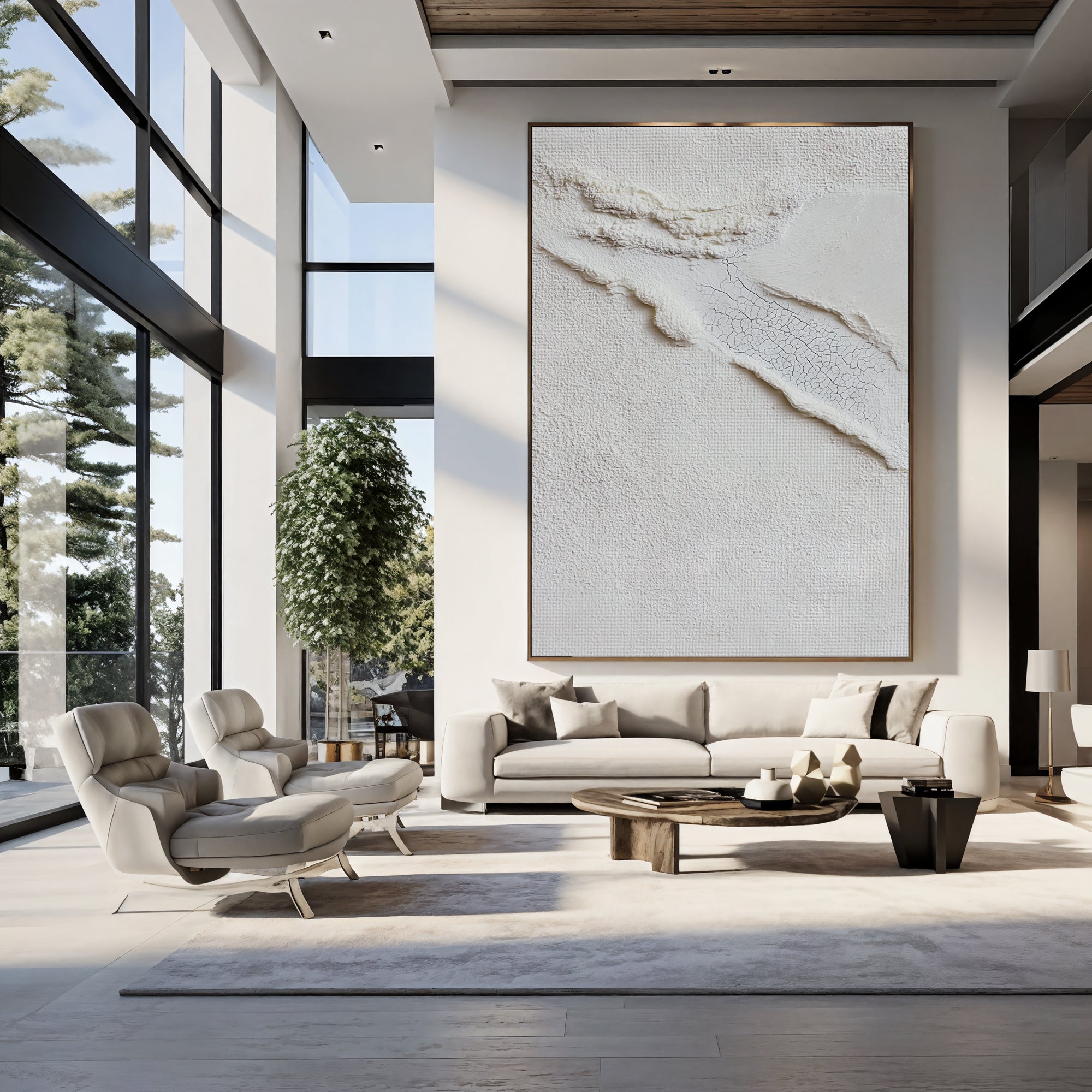 Textured White Fissures | Ivory Hues