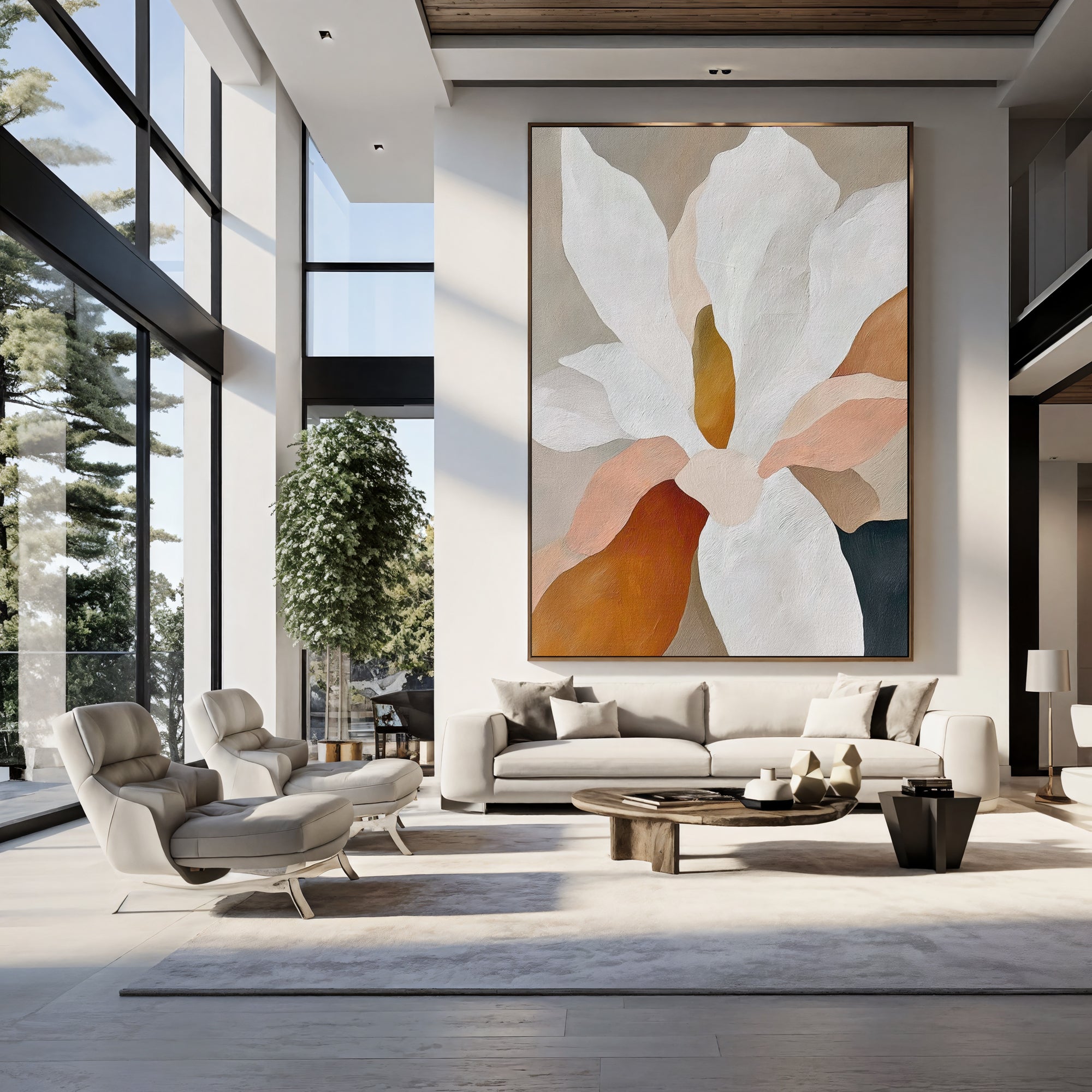 Textured Floral Elegance | Cream Petals