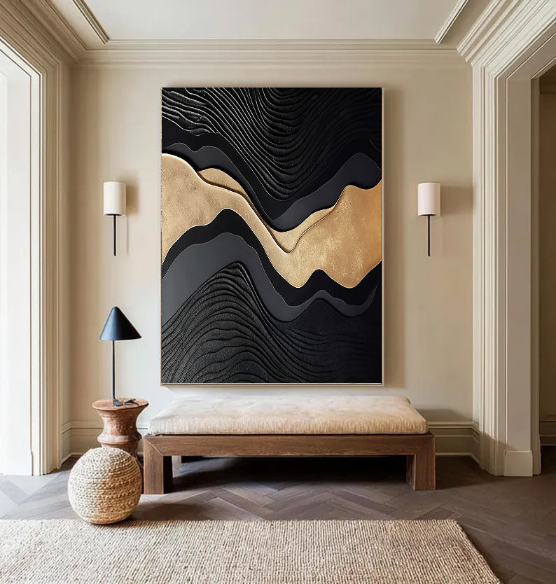 Textured Gilded Ripples | Obsidian Wave