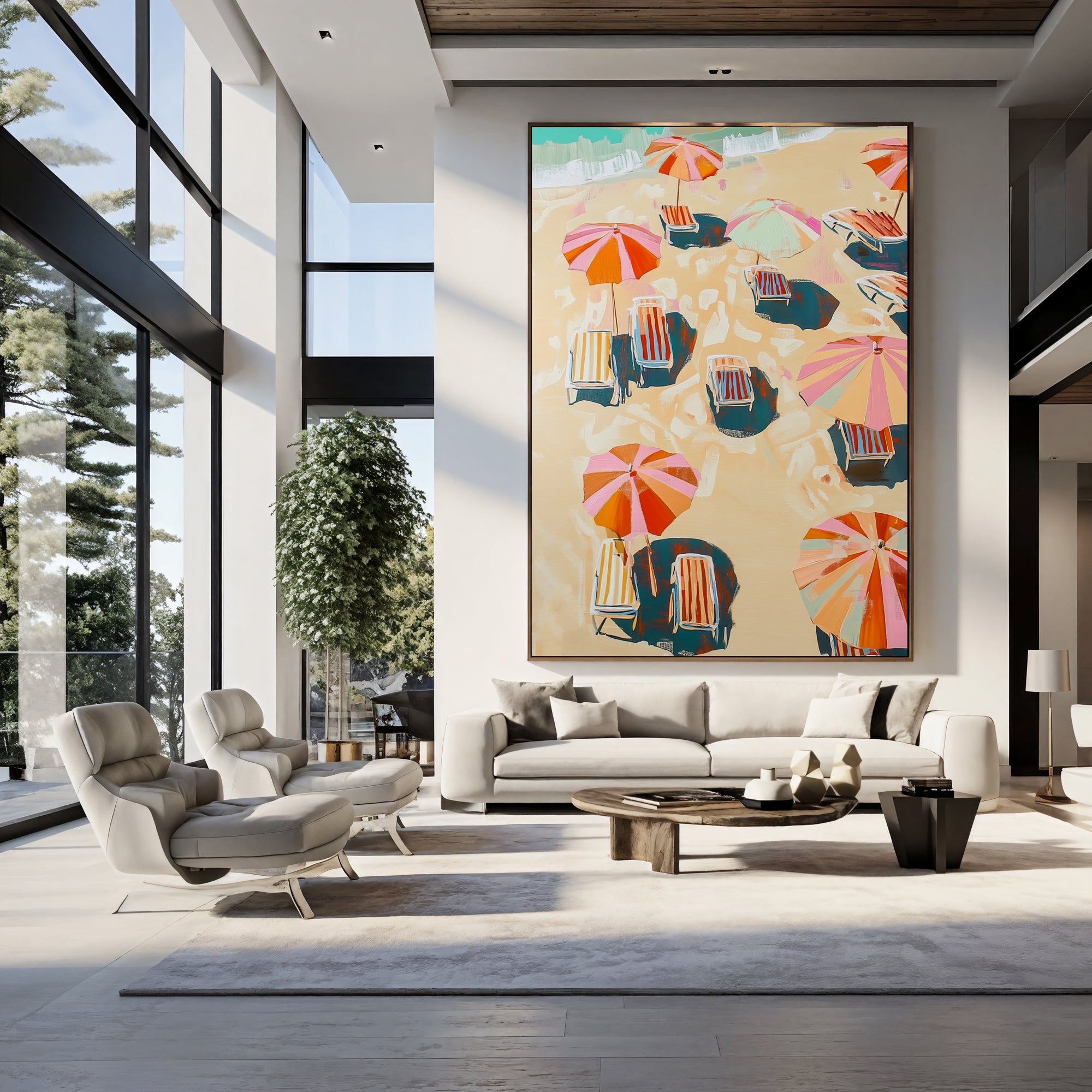 Textured Coastal Cheer | Vibrant Umbrellas