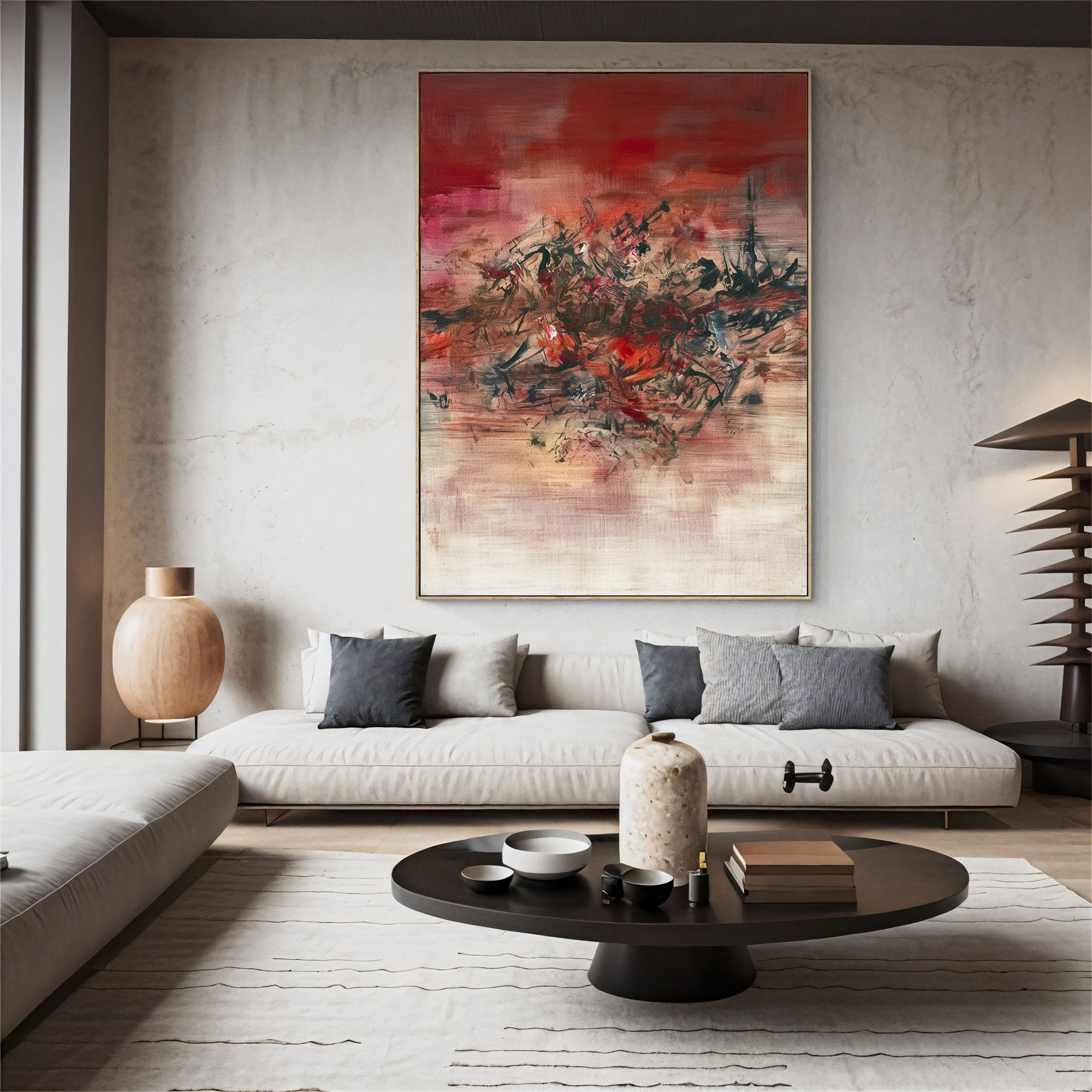 Textured Red Dynamism | Red Pink