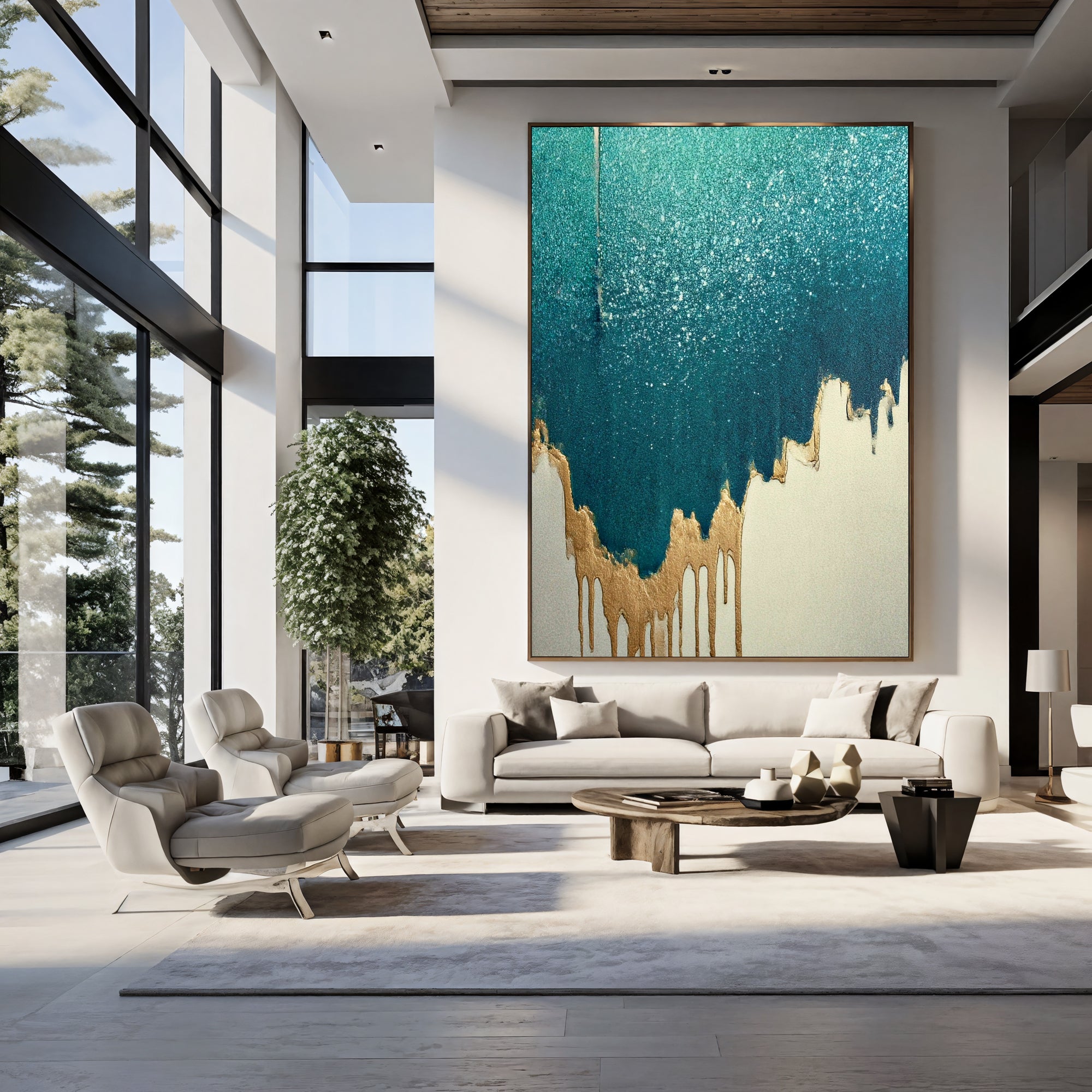 Textured Turquoise Splendor | Gilded Drips