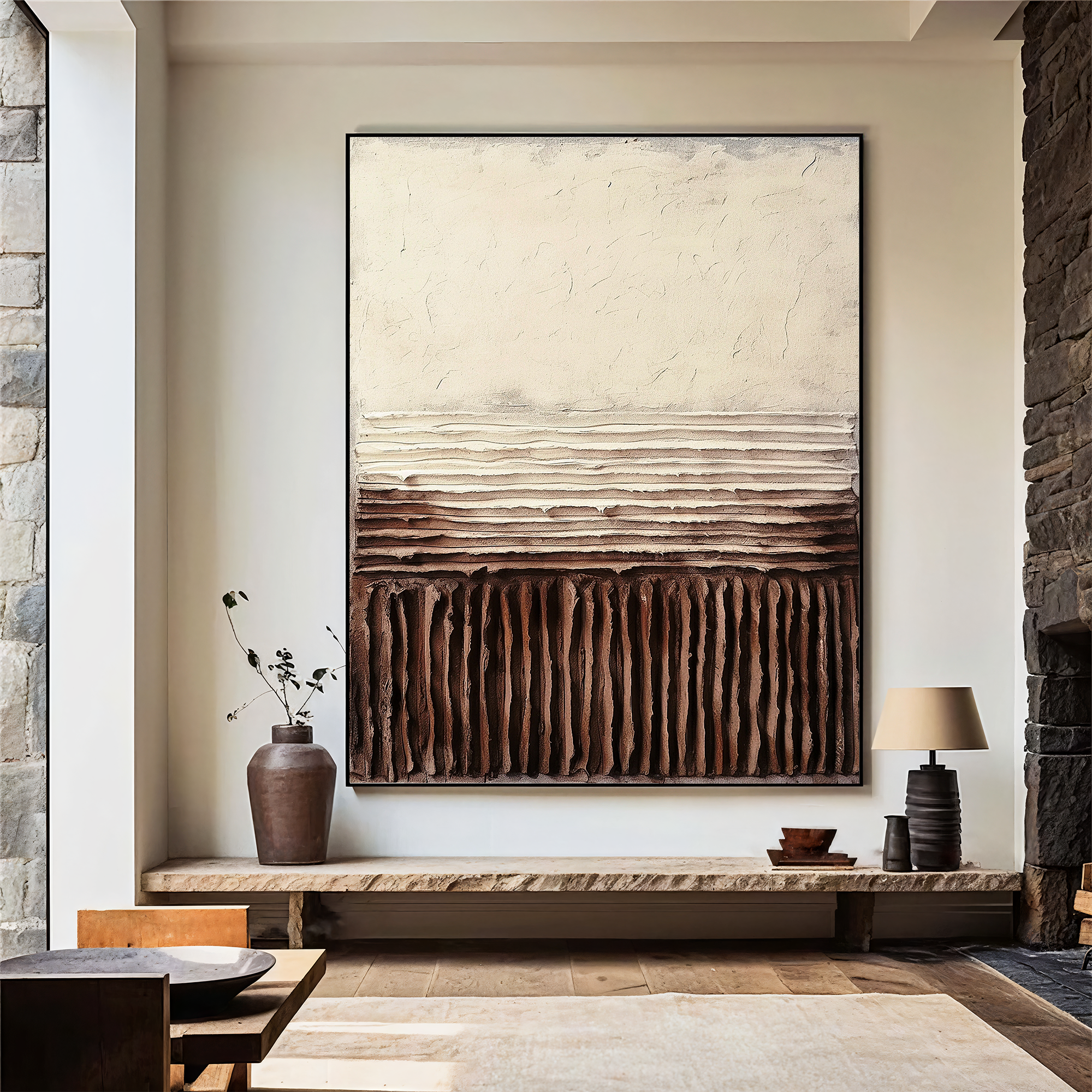 Textured Layered Harmony | Beige Brown