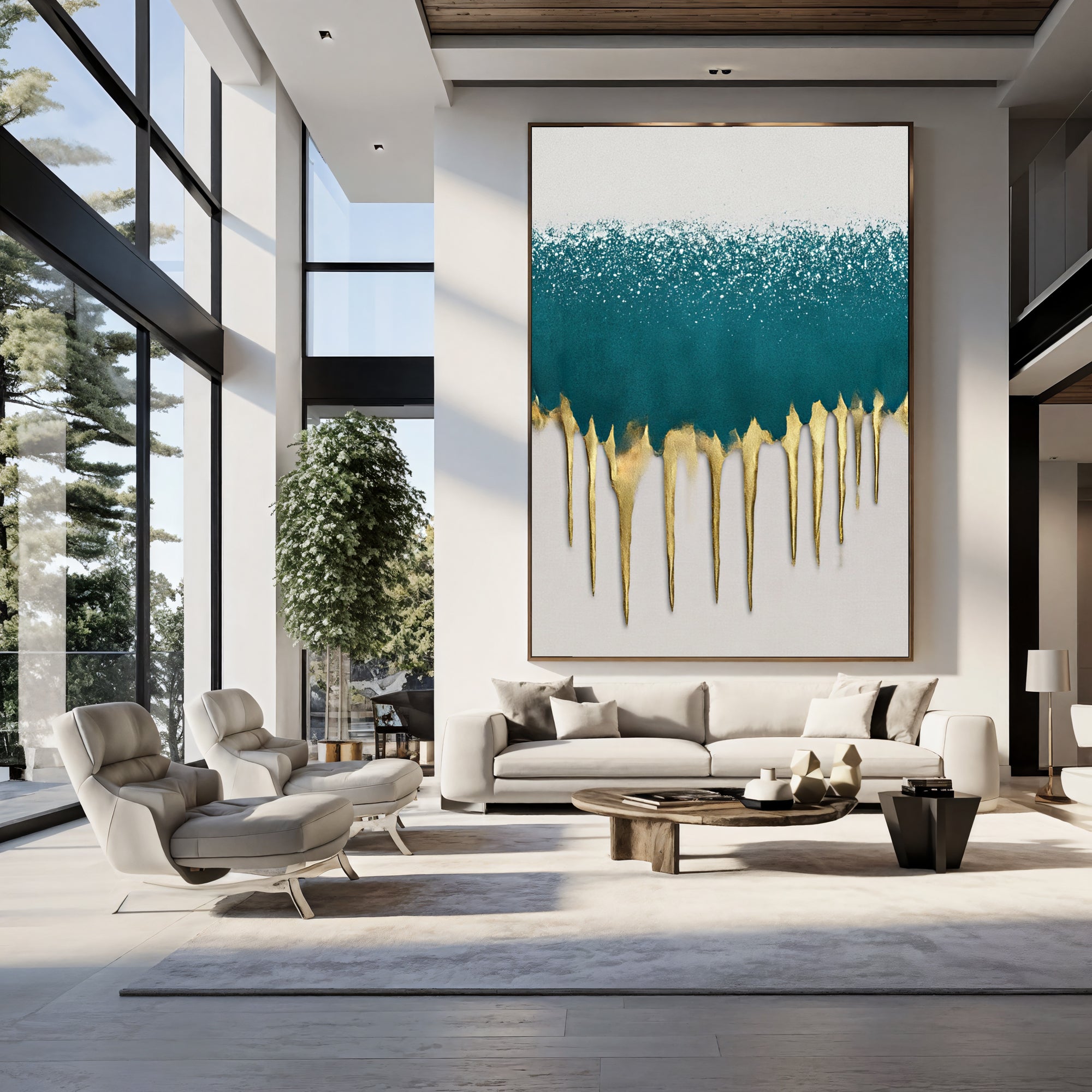 Textured Turquoise Glow | Gilded Drips