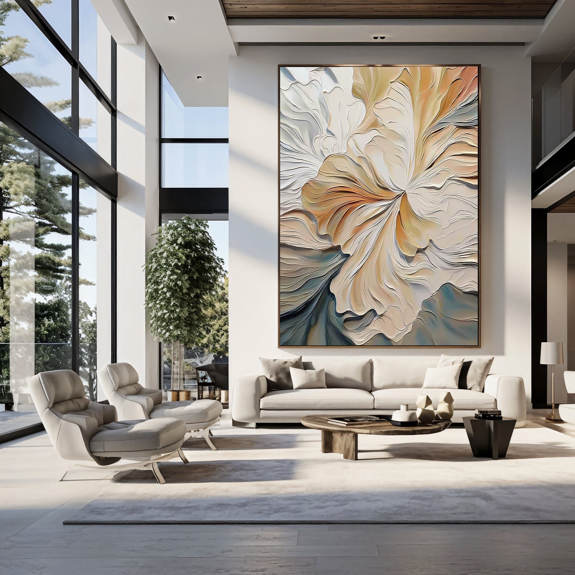 Textured Floral Luminance | Cream Petals