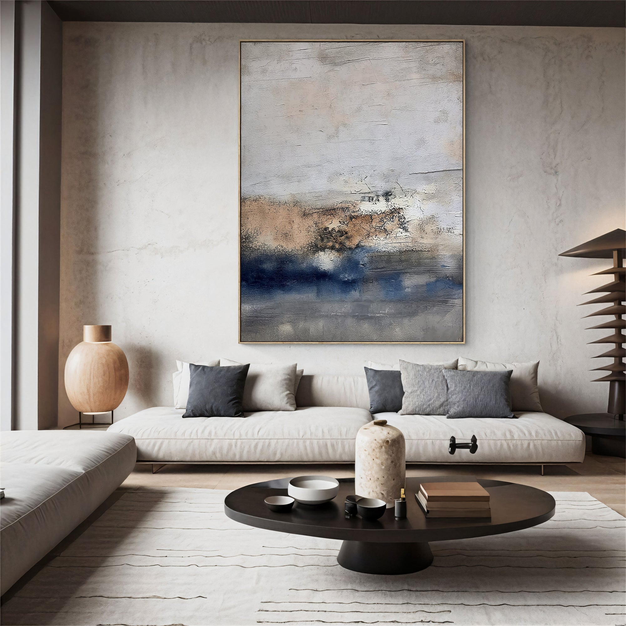 Scumbled Pewter Horizons | Indigo Undulations