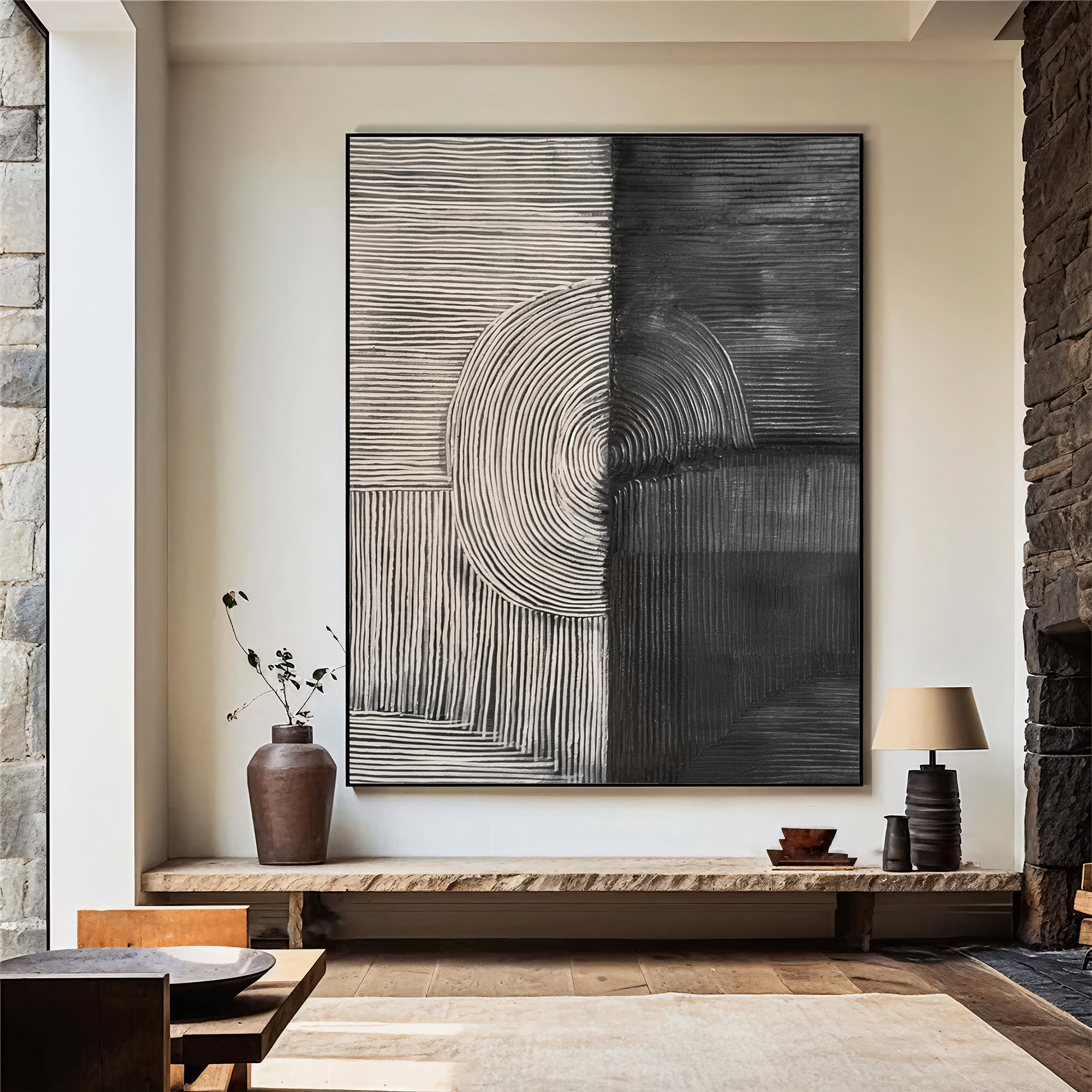 Textured Geometric Rhythm | Grey Black