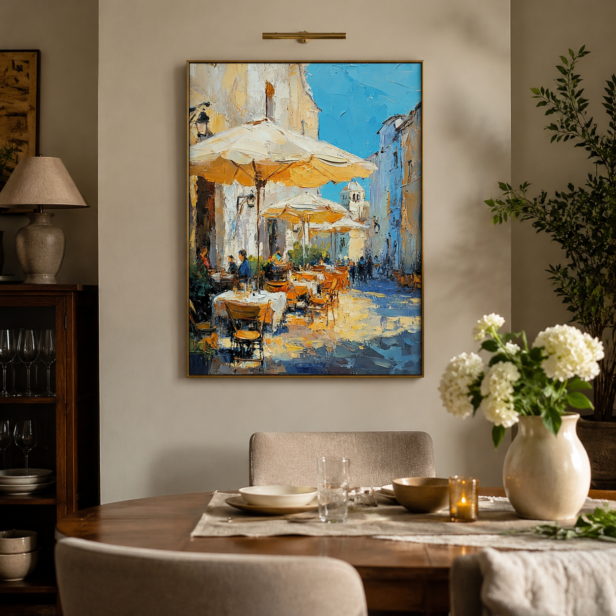 Impressionist Art | Sunny Café Plaza