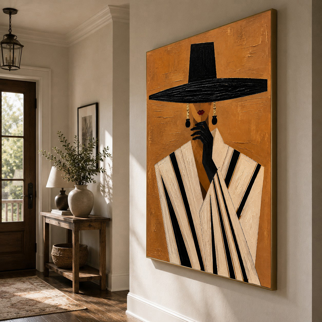 Contemporary Luxe Art | Hat & Striped Poise