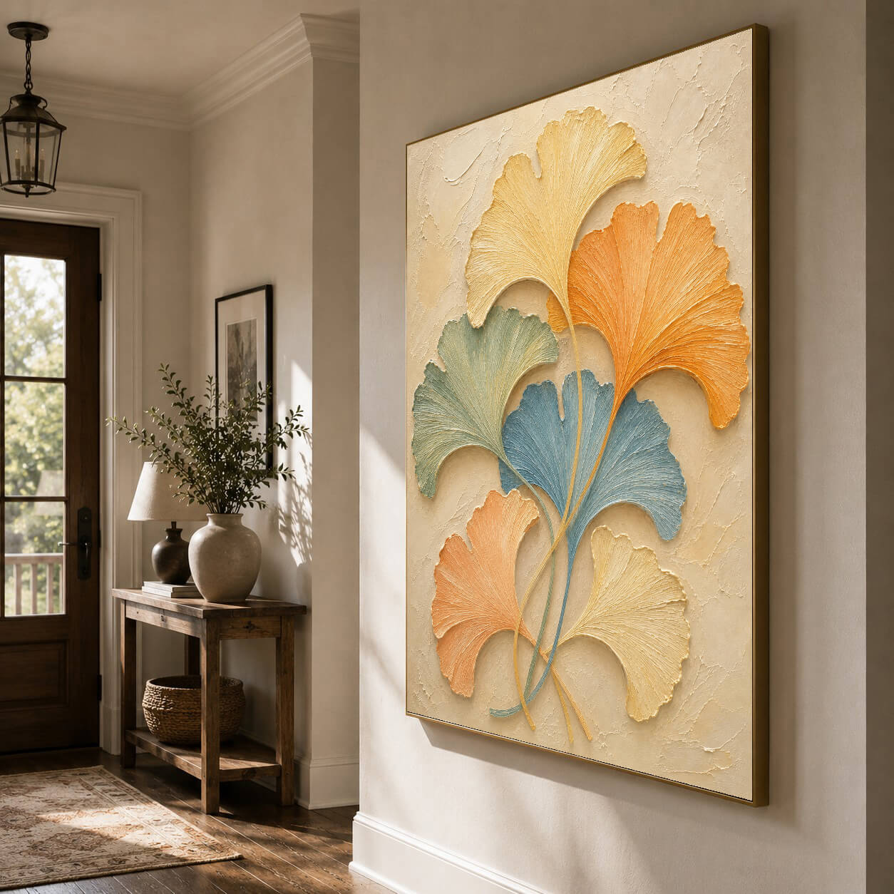 3D-Textured Art | Pastel Ginkgo Swirl