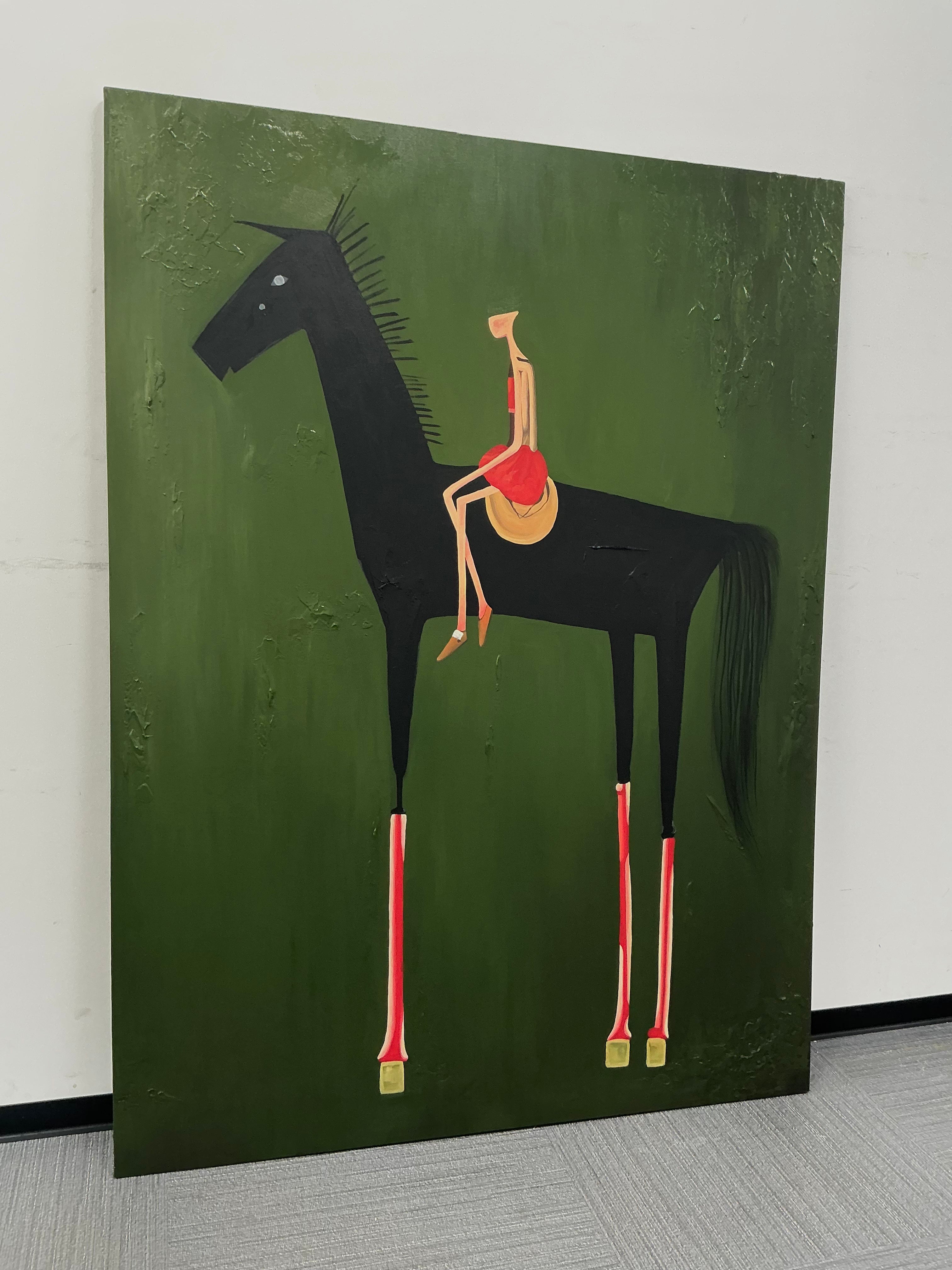 Textured Equestrian Whimsy | Green Steed